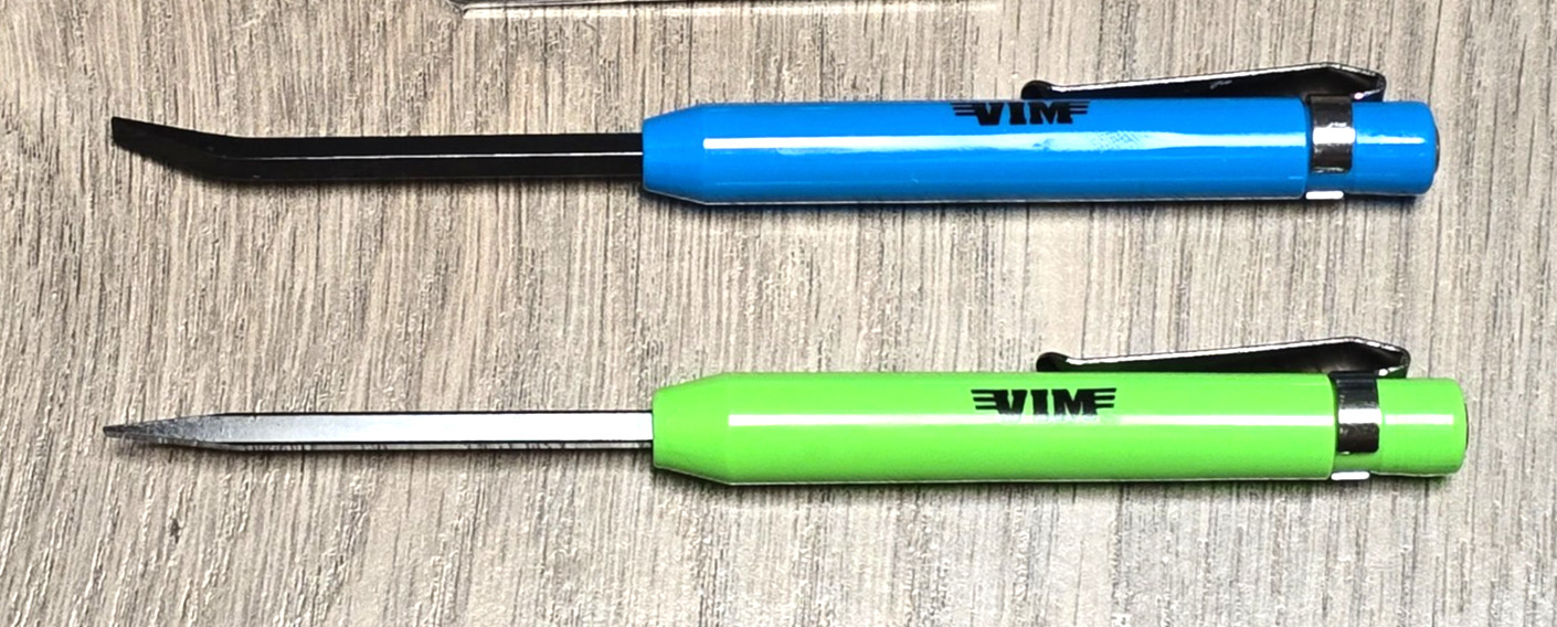 VIM Tools 2pc Straight & Angle Tip Mini Pocket Pry Bar Set w/Magnets #MPBBGS2