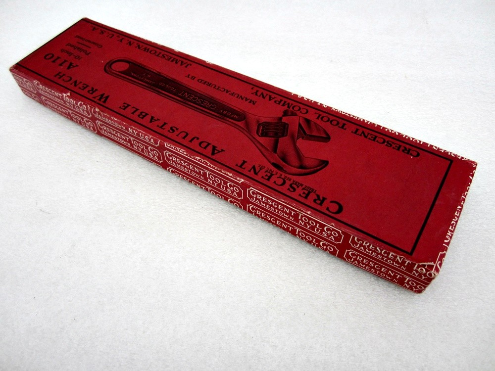 Vintage Crescent Tool Co 10″ Adjustable Wrench Box A110 Jamestown NY USA