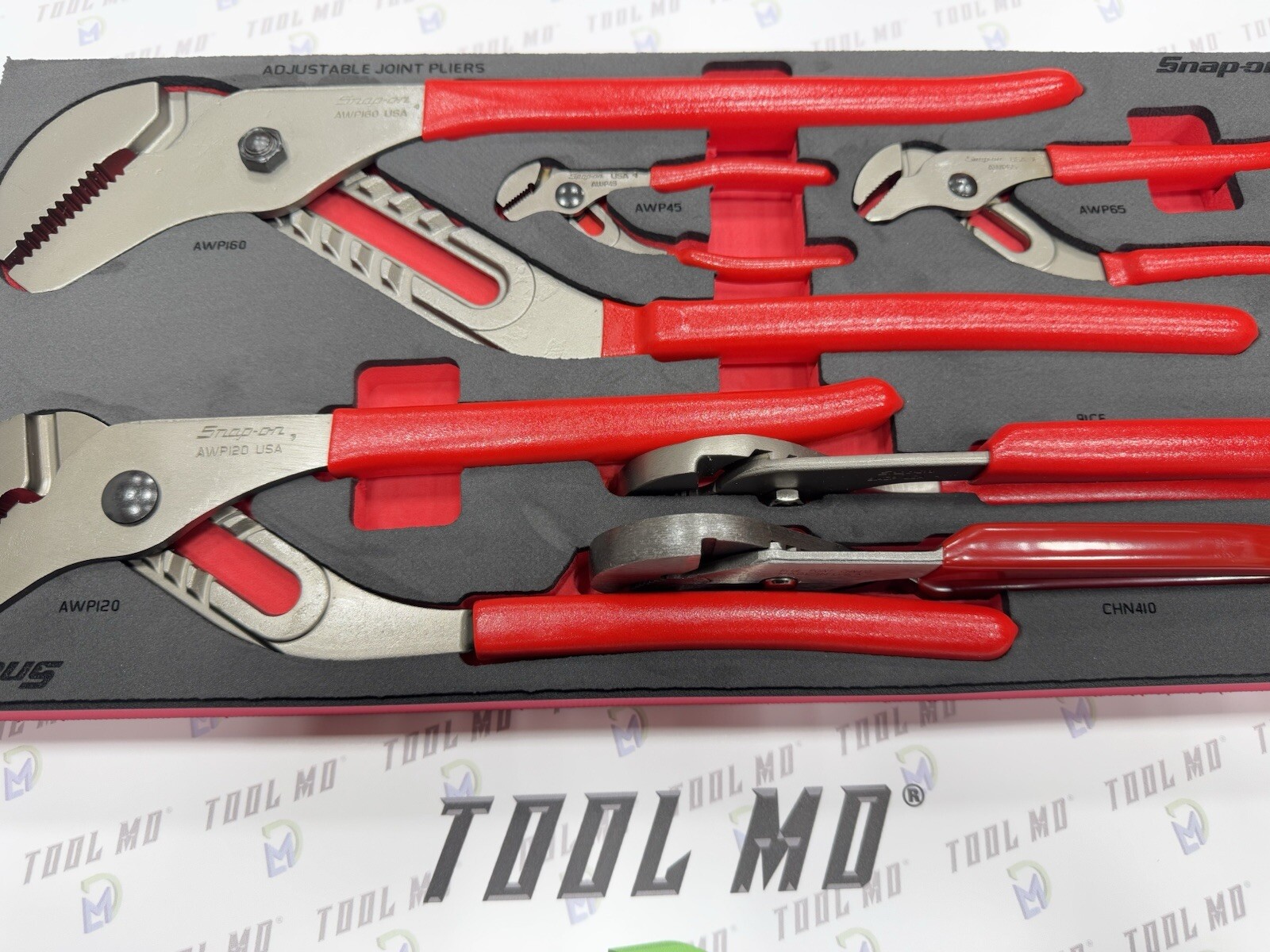 Snap-on Tools USA NEW RED 6-Piece Adjustable Joint Pliers Foam Set PLAJ600FR