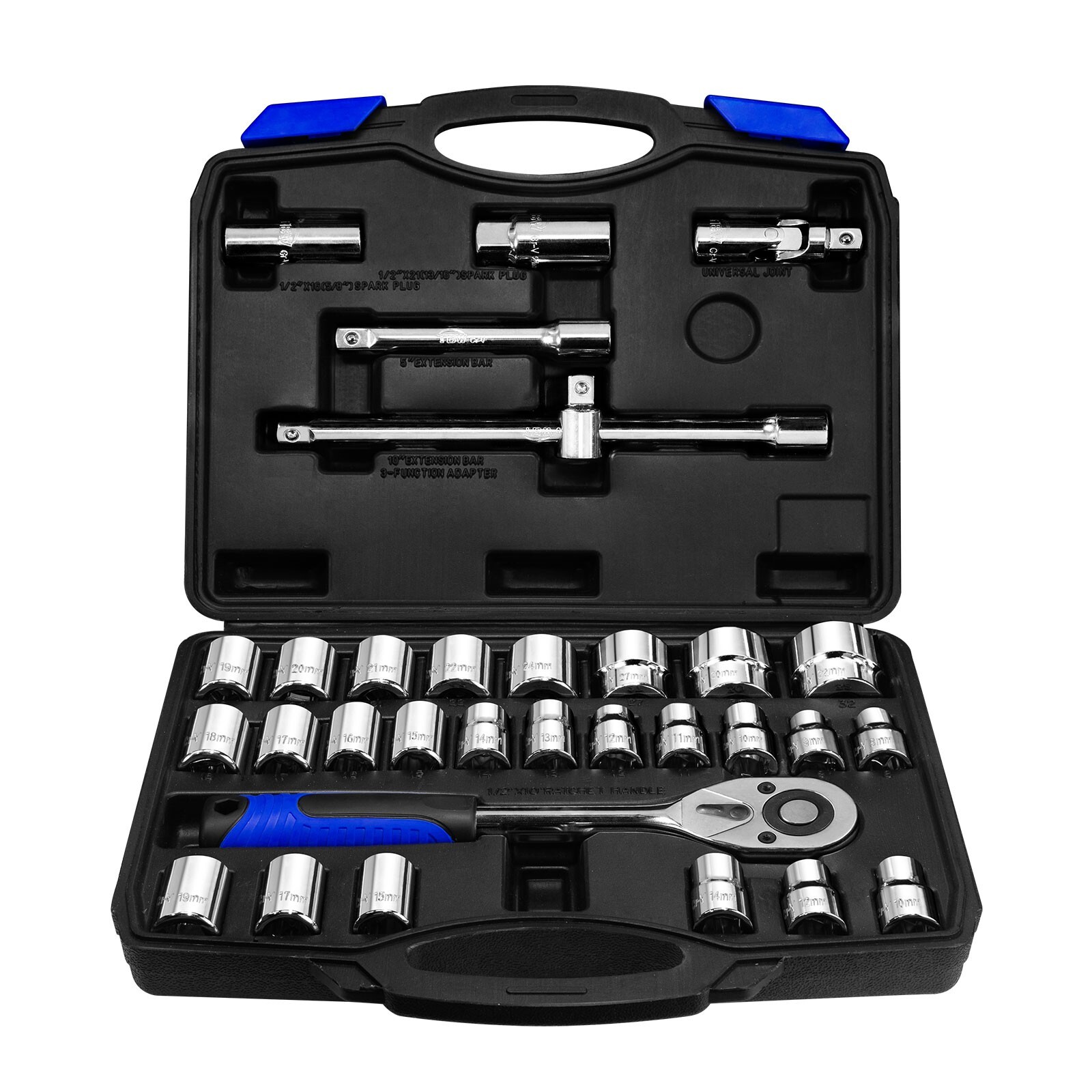 pgroup 32Pcs 1/2 inch Drive 8mm-32mm Metric socket set, with Ratchet Wrench