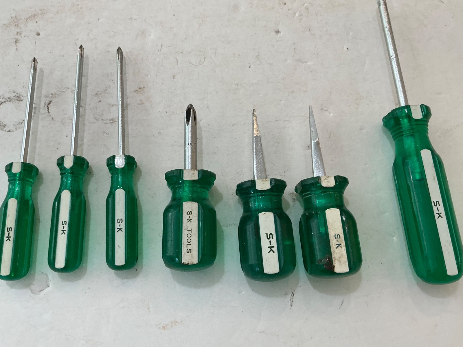 7 assorted S-K screwdrivers slotted & Phillips USA made all for $40