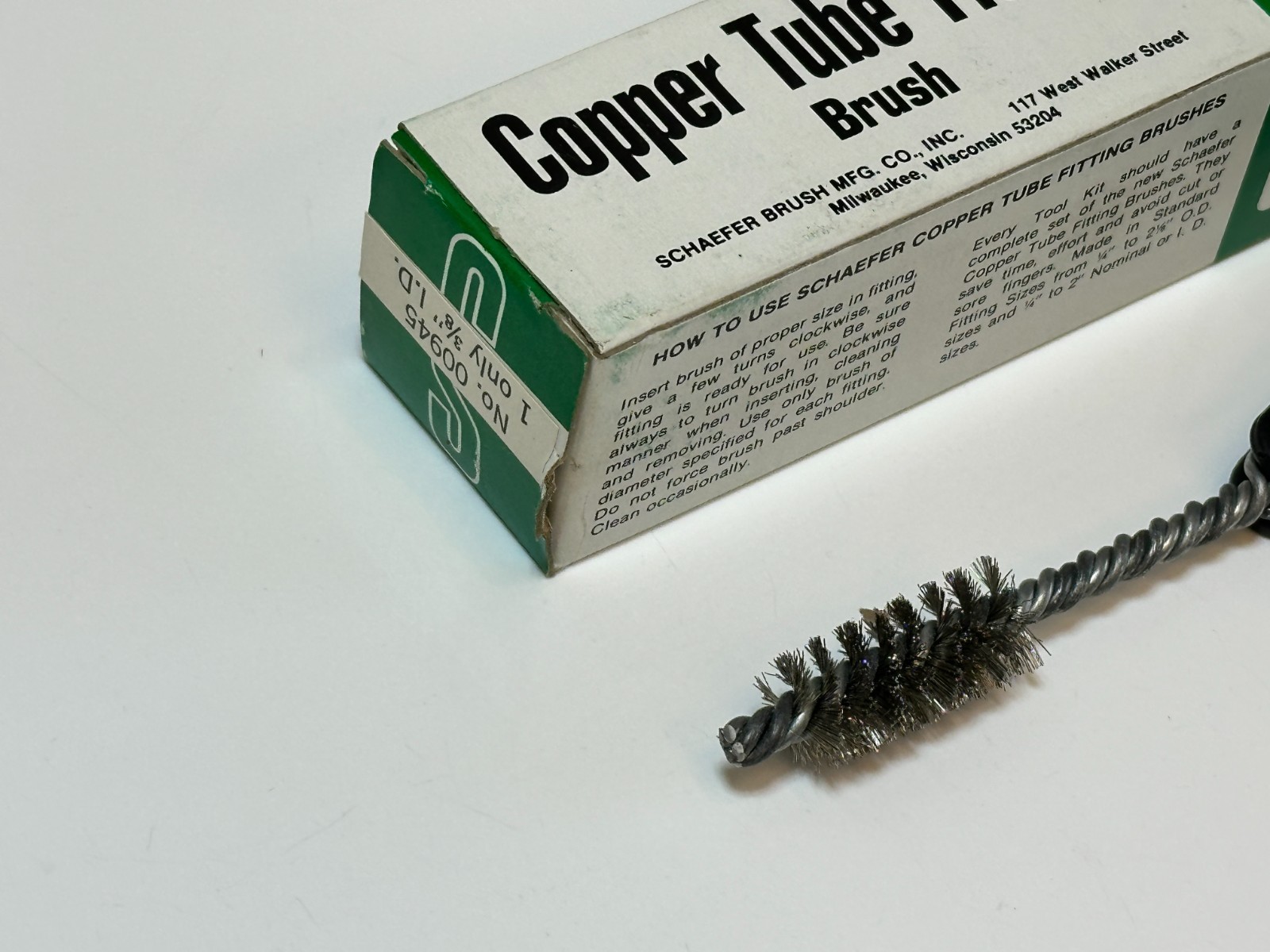 NOS Schaefer Tools USA Copper Tube Fitting Brush, 3/8” Inside Diameter ID, NEW