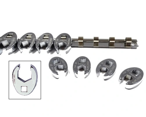 10-pc 3/8″-dr Metric 10-19 CROWFOOT WRENCH SET w/ Snap-on Snap-off Storage Rail