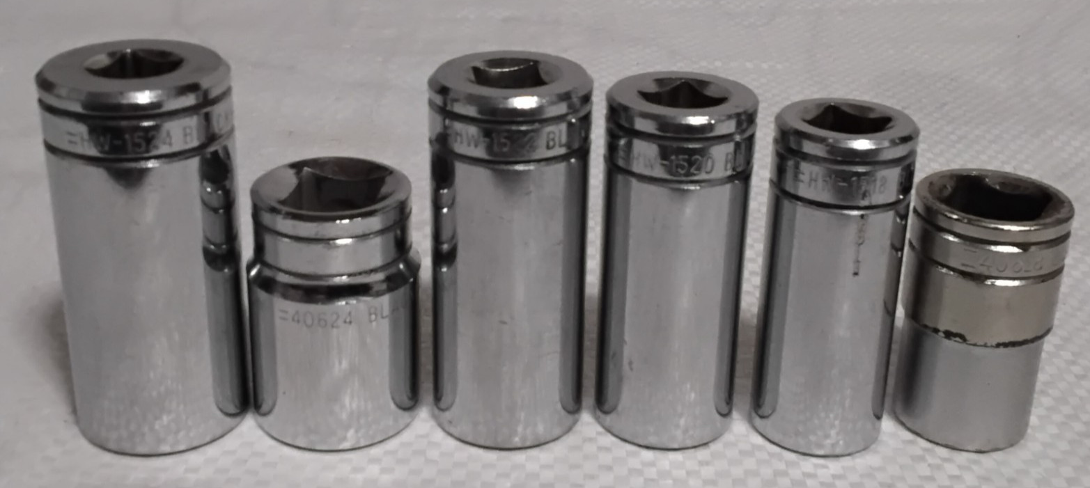 (6) Blackhawk 4-3/8″ Drive Deep 2-1/2″ Dr Standard 6 Point Socket Lot USA
