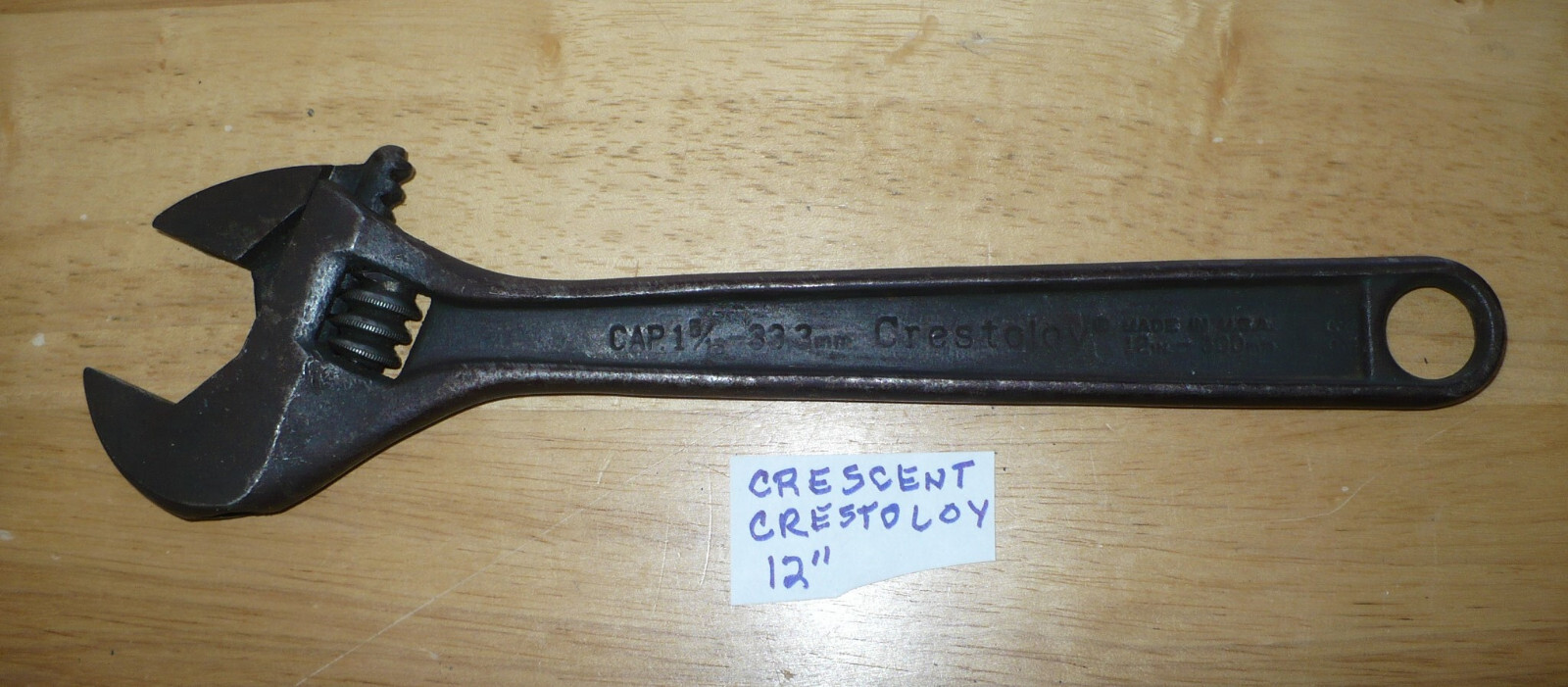 Vintage 12″ Crescent Crestoloy Adjustable Wrench 300mm Cap 1-5/16 33.3mm