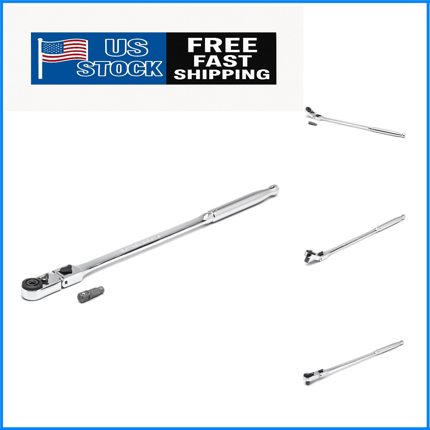72 Tooth Quick Release Locking Flex Slim Ratchet Wrench for Tight Spaces