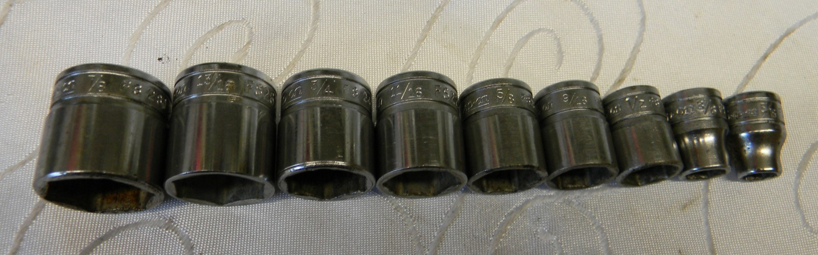 SNAP-ON 3/8″ DR 9PC SAE 6PT SHALLOW SOCKET SET #211FSY 5/16″-7/8″ MINUS 1/4,7/16