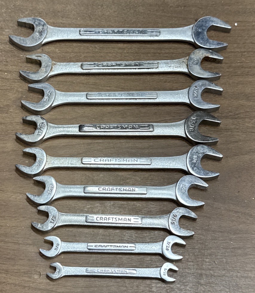 Vintage Craftsman USA SAE Open End Wrench Set of 9 Pieces