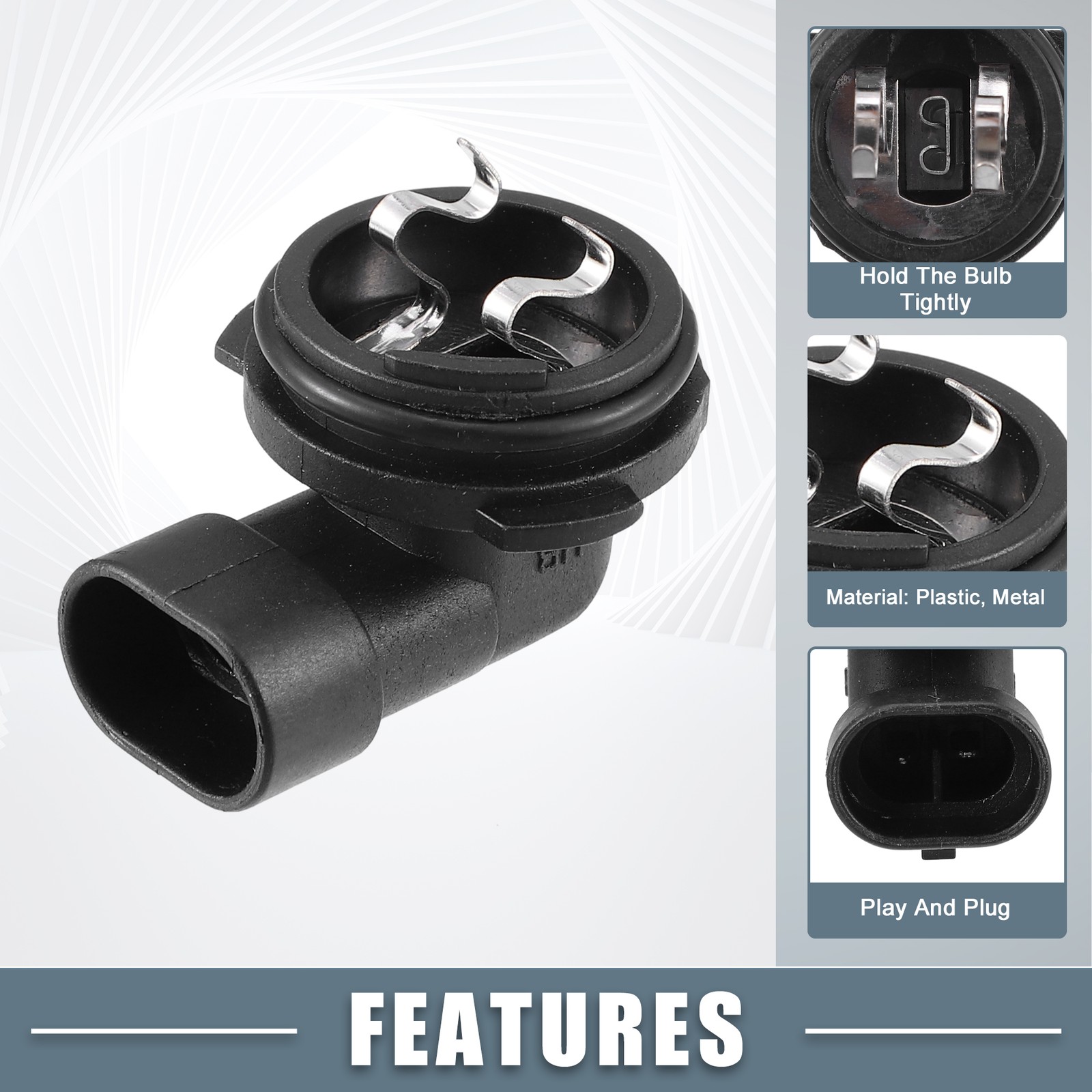 Fog Light Bulb Holder Socket 1445 H1 for Automotive Vehicle Plastic Black
