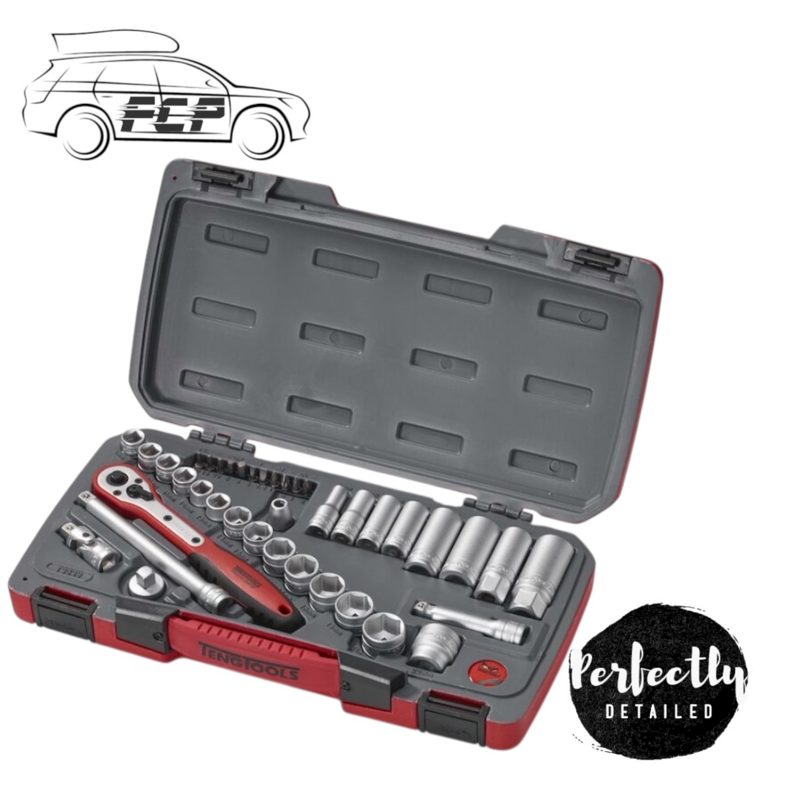 Teng Tools Mecca Pro 39 Pce 3/8 Drive Socket Ratchet Extension Tool Set Case