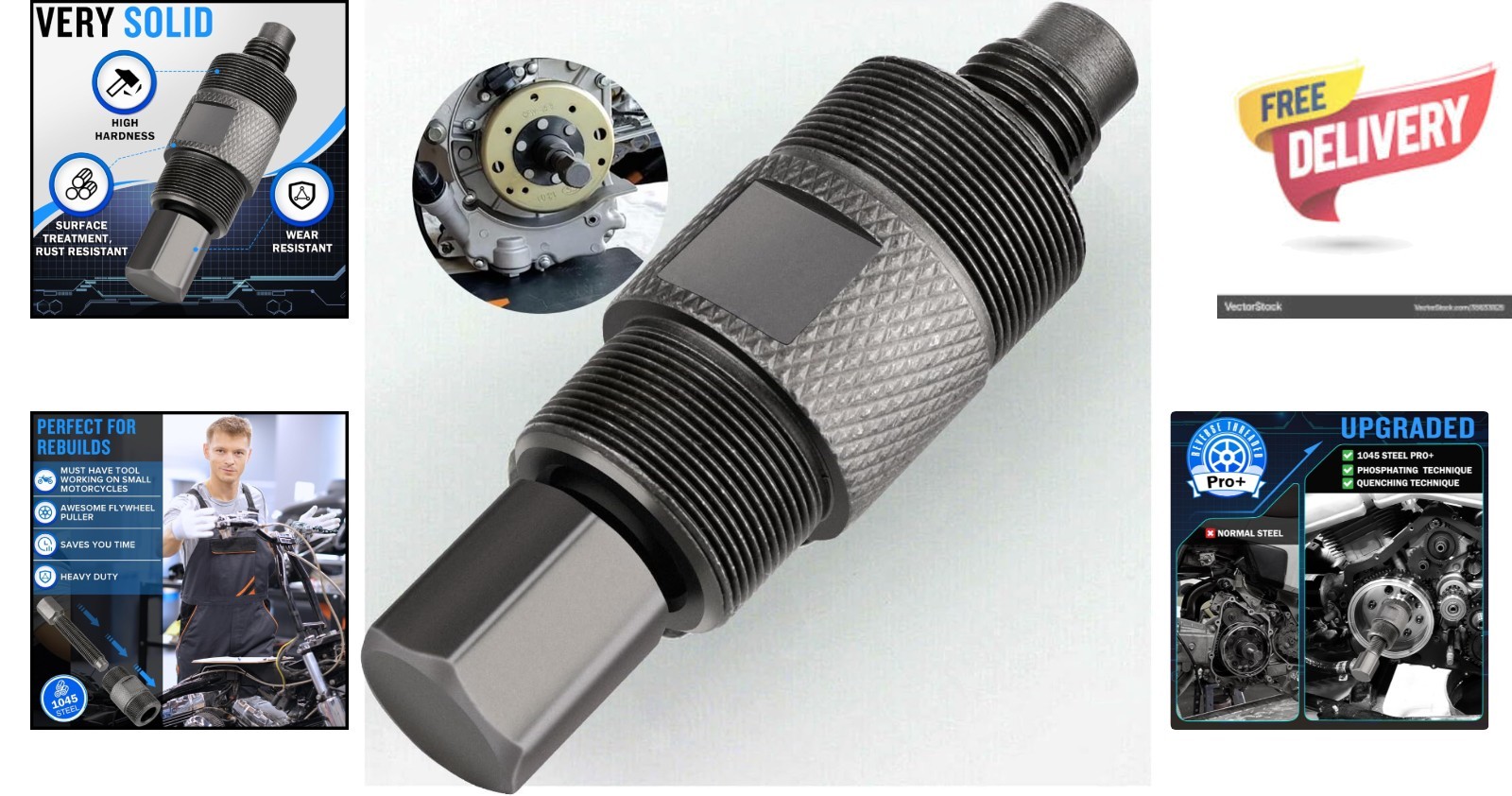 Sturdy Dual-Head Stator Puller for GY6 50/125/150cc – Lightweight & Effective