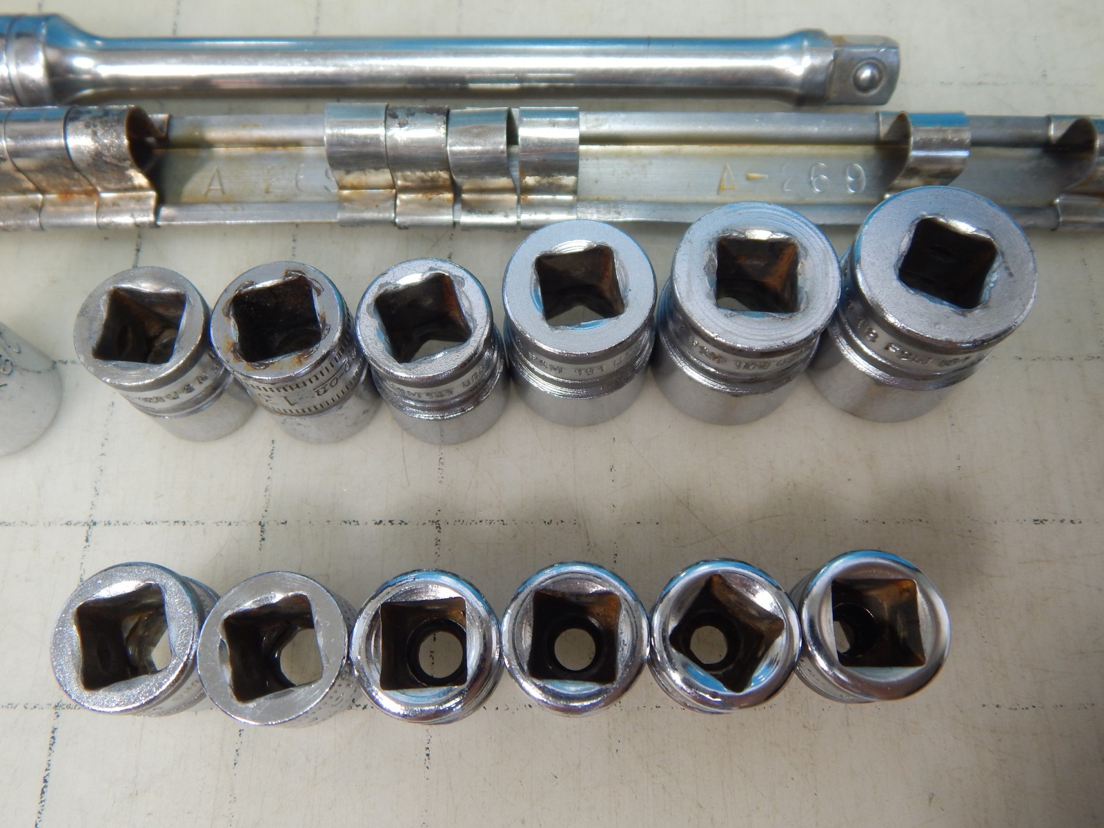 Snapon socket set 3/8″ dr. FSM series, Metric 6 point W/ A269 Rail, 6-14, 16-18