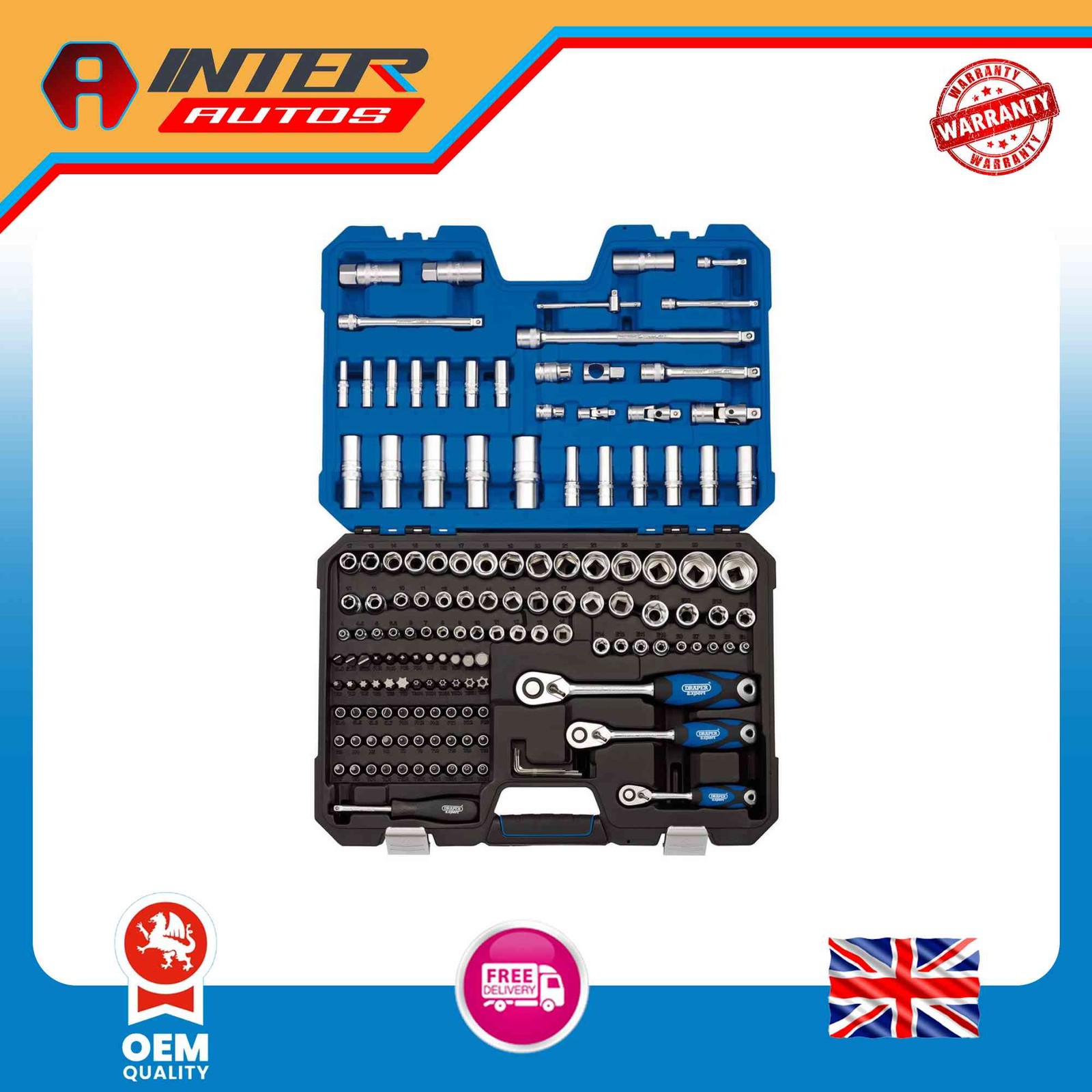 Draper Expert Metric Socket Set, 1-4″, 3-8″ and 1-2″ Sq. Dr. (149 Piece) 16461
