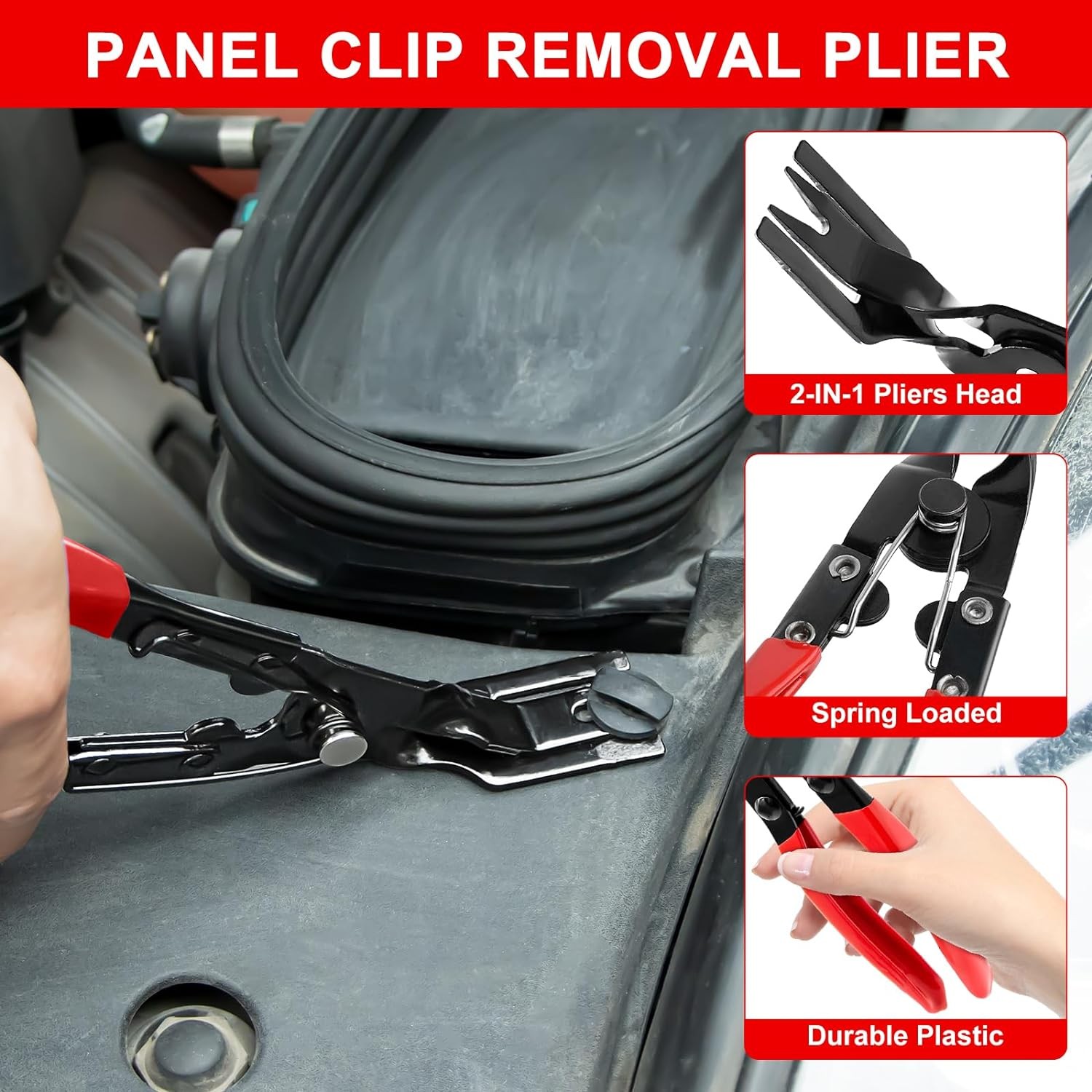3PC Red Auto Clip Pliers Set Fastener Remover Car Trim Rivet Removal Pry Tool US