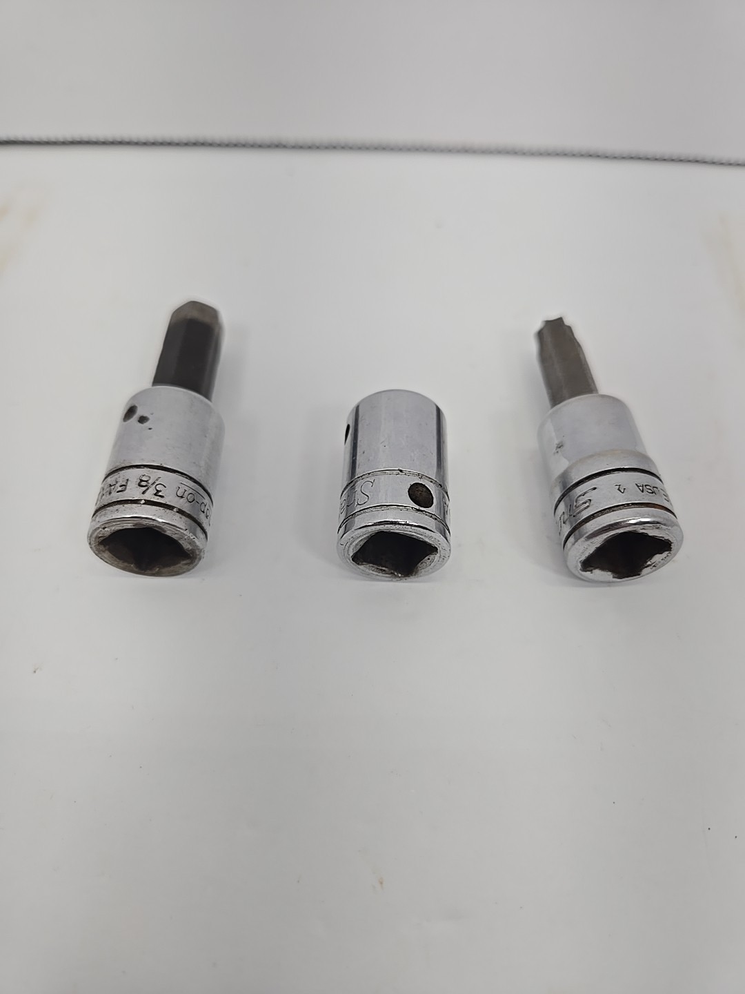 SNAP-ON FA12A 3/8″ BIT, SNAP-ON FR42B SOCKET, & FTX45E TORX BIT. ALL 3/8″ DRIVE