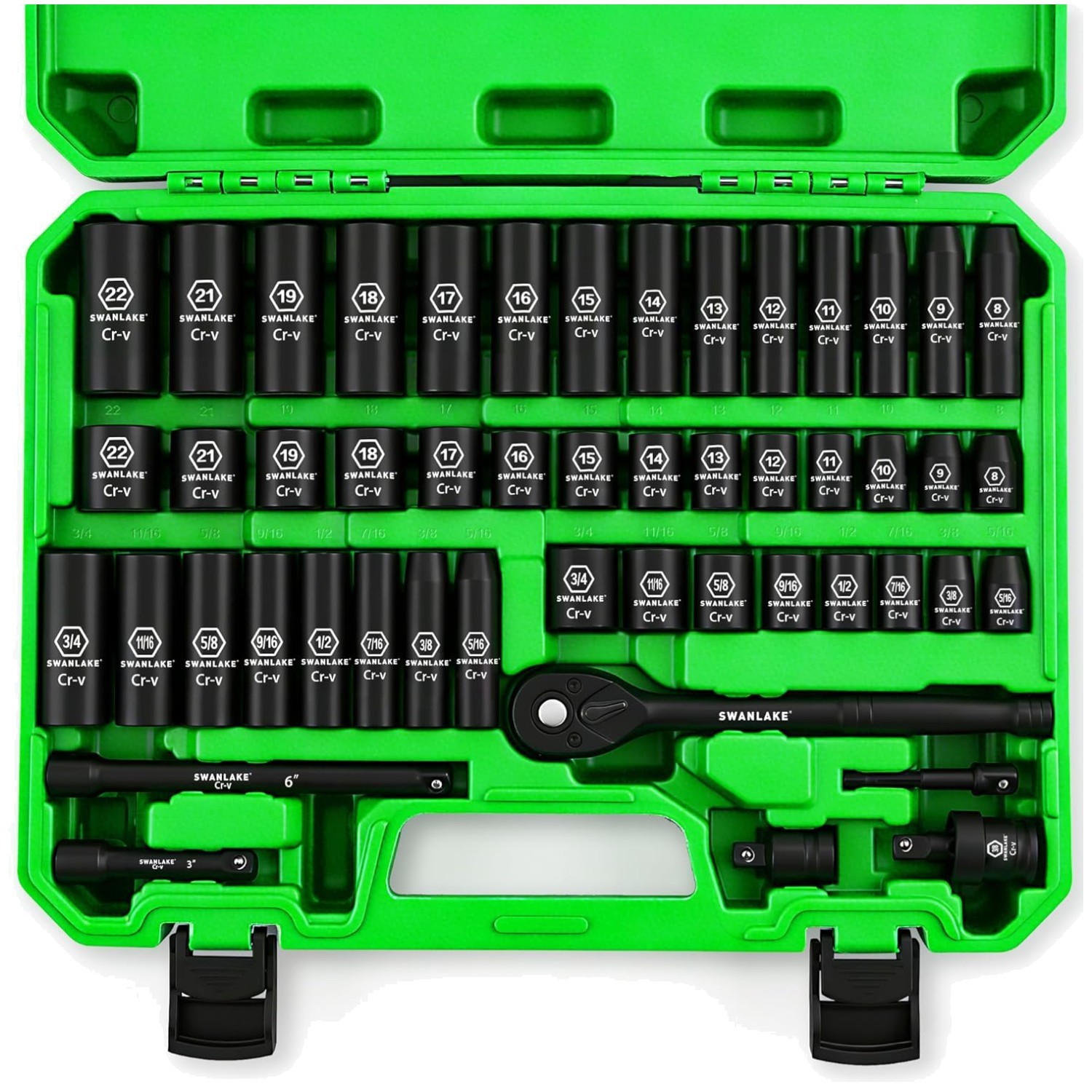 SWANLAKE 3/8» Drive Impact Socket Set, 50-Piece S