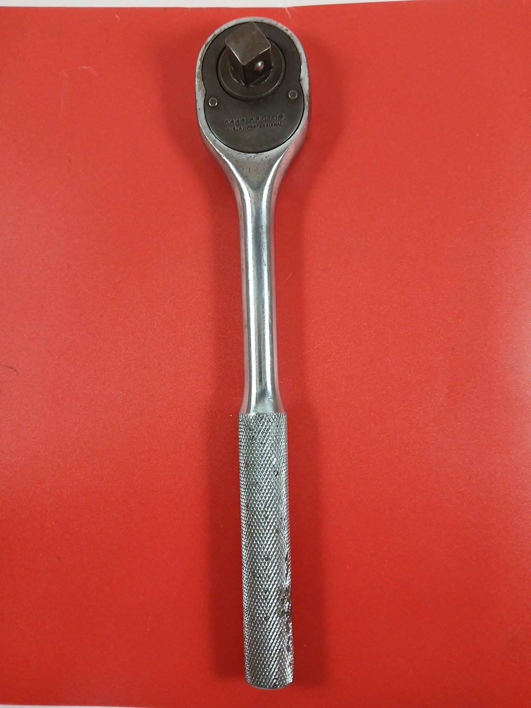 Vtg Proto 5449 1/2″ Drive Pear Head Ratchet 10″ Knurled Handle USA