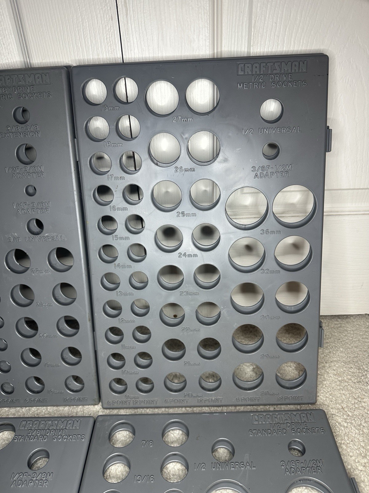 Grey Craftsman Socket Organizer 6 Trays SAE & Metric 6pt & 12pt 1/4”3/8 1/2 USA!