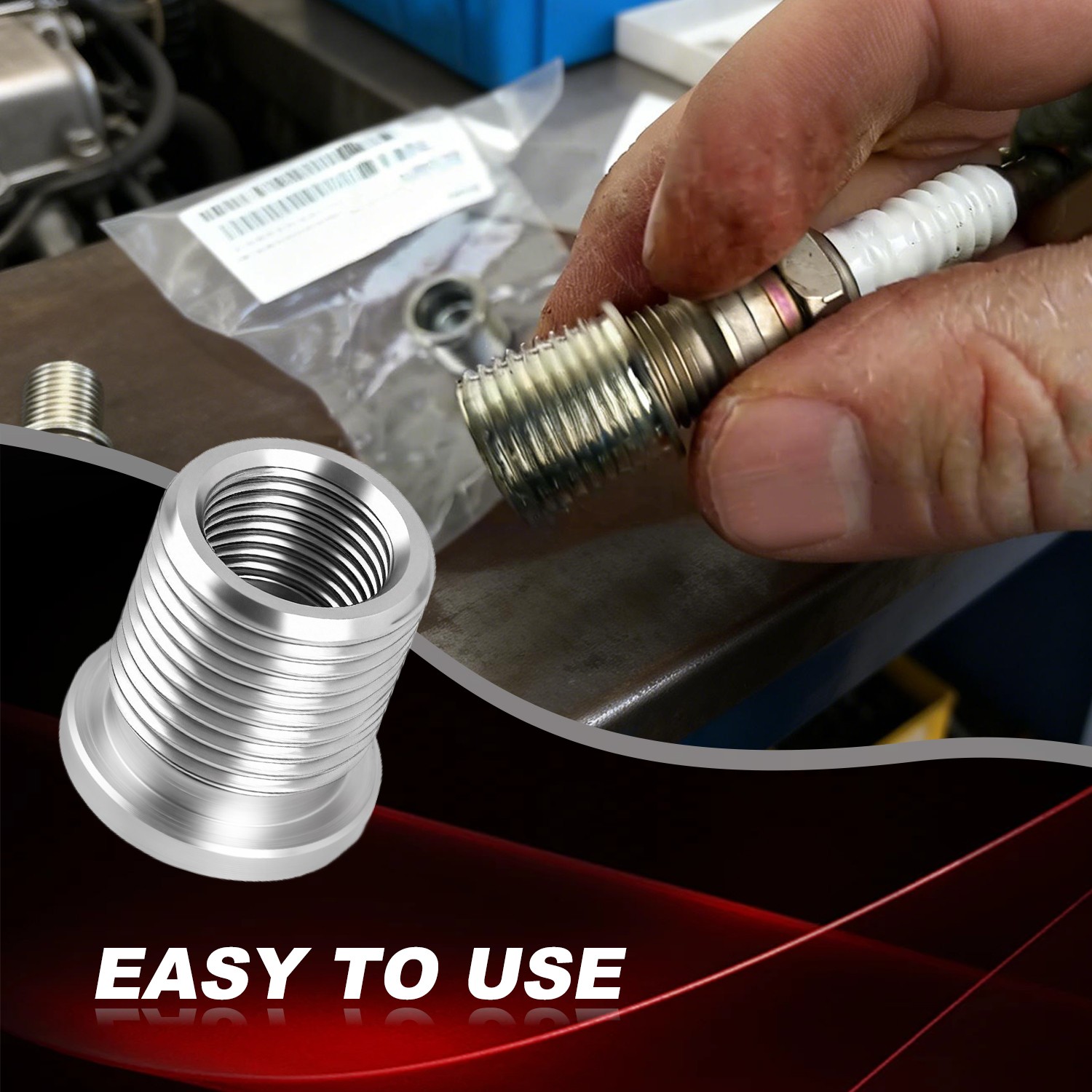 14mm 10x Spark Plug Port Insert for Ford 4. 6L 5. 4L 6. 8 V-10 Triton 389-100