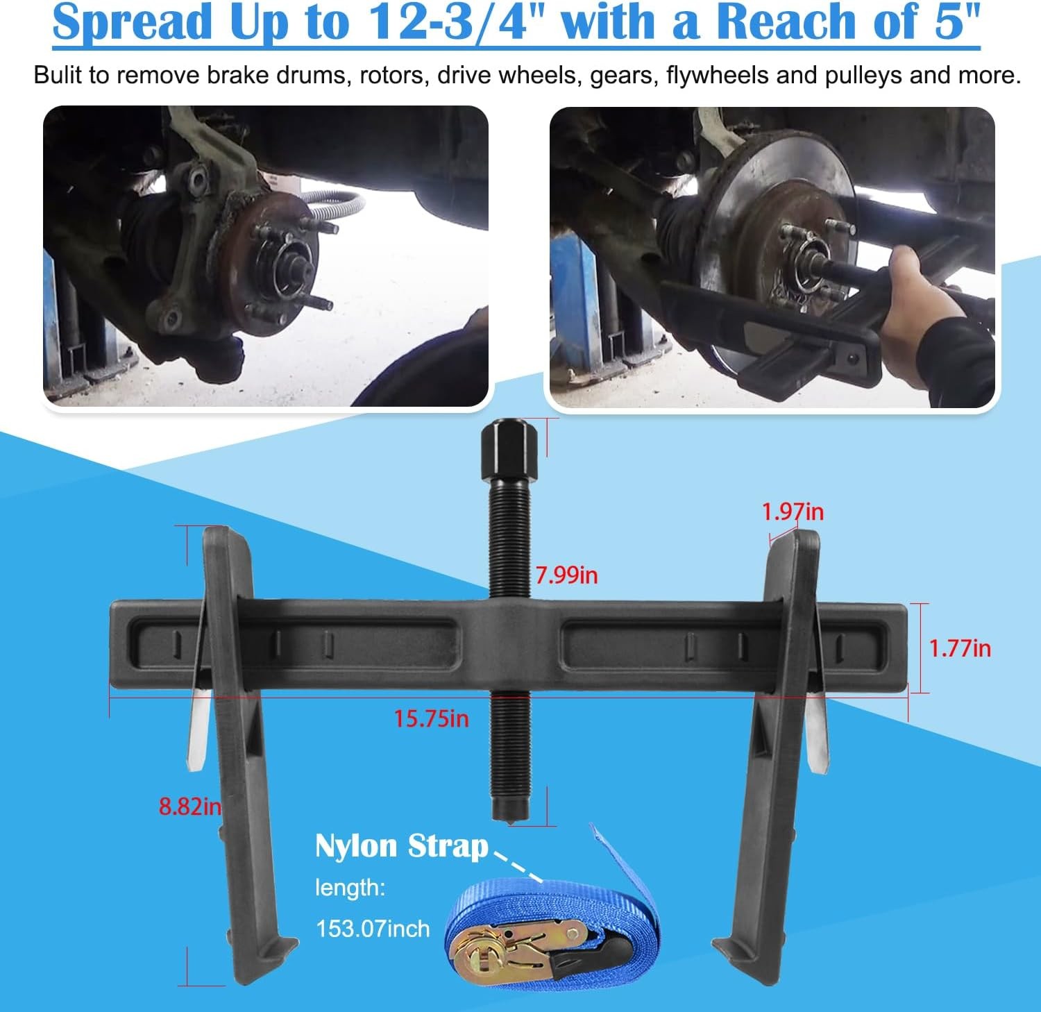 6980 Brake Drum and Rotor Hub Puller Kit for Removing Brake Drums, Rotors
