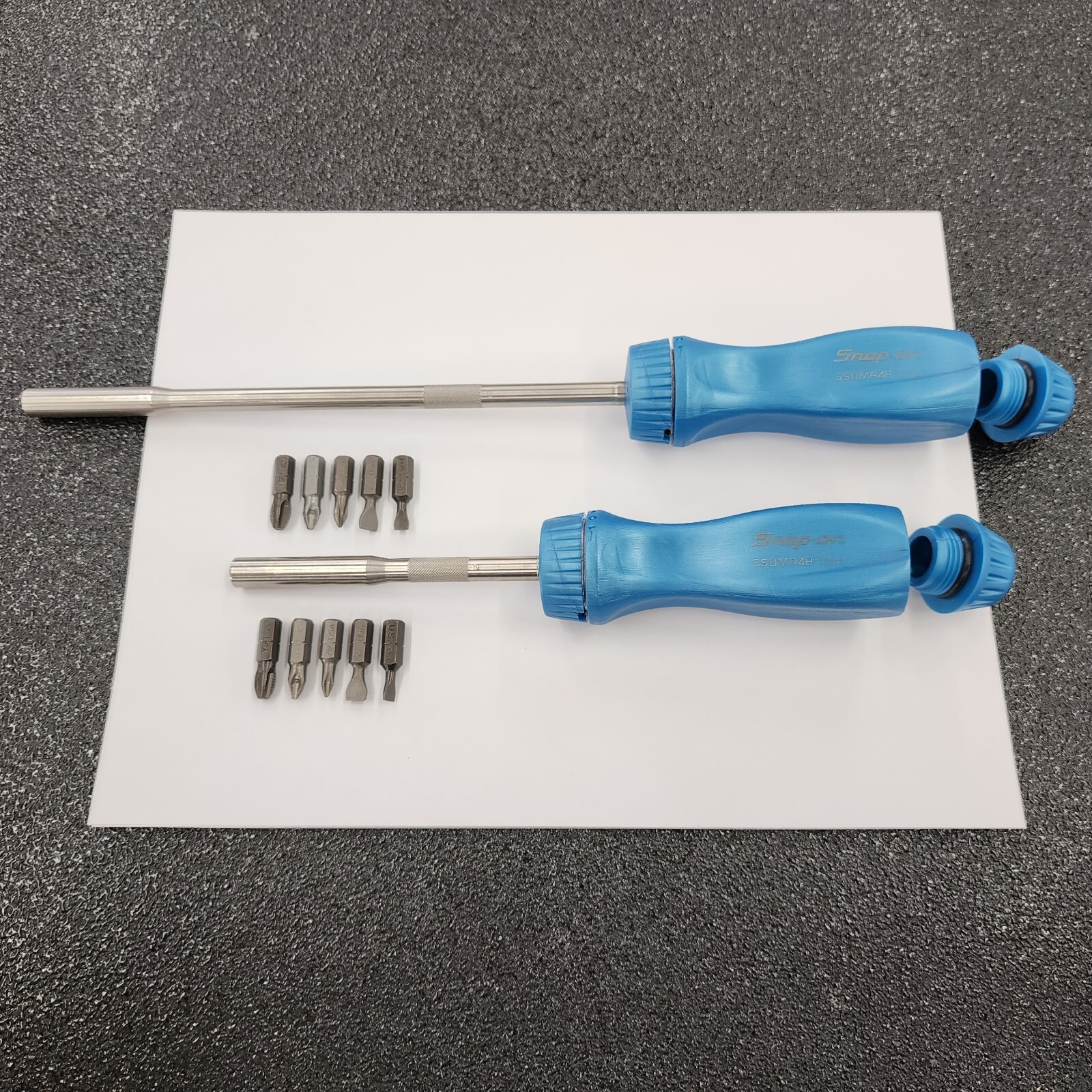 Snap-on Tools NEW 2pc PEARL BLUE Ratcheting Screwdriver Set SSDMR4BPB SSDMR8APB
