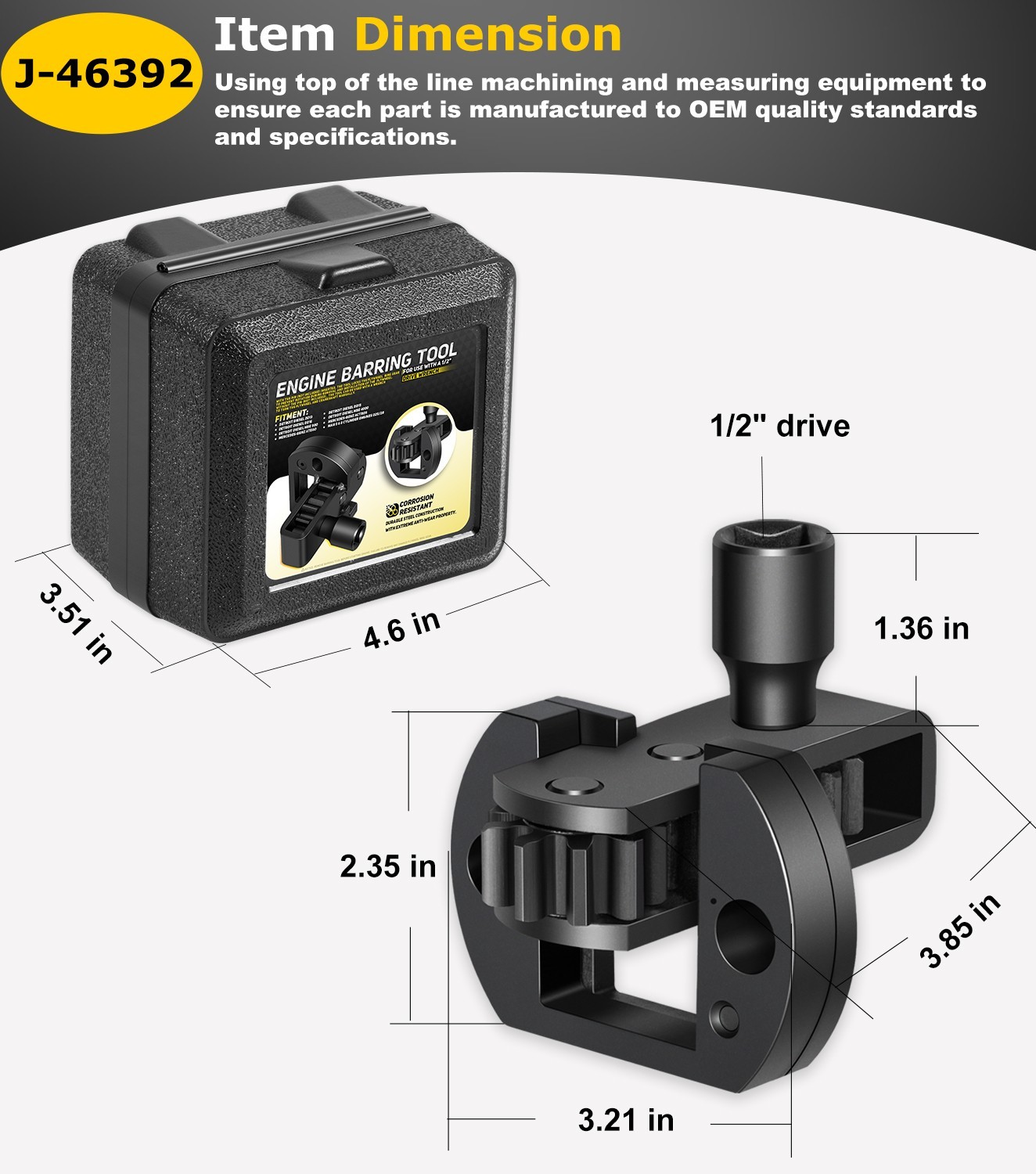 J-46392 Engine Barring Tool for Detroit Diesel DD13, DD15, DD16, MBE4000, MBE900