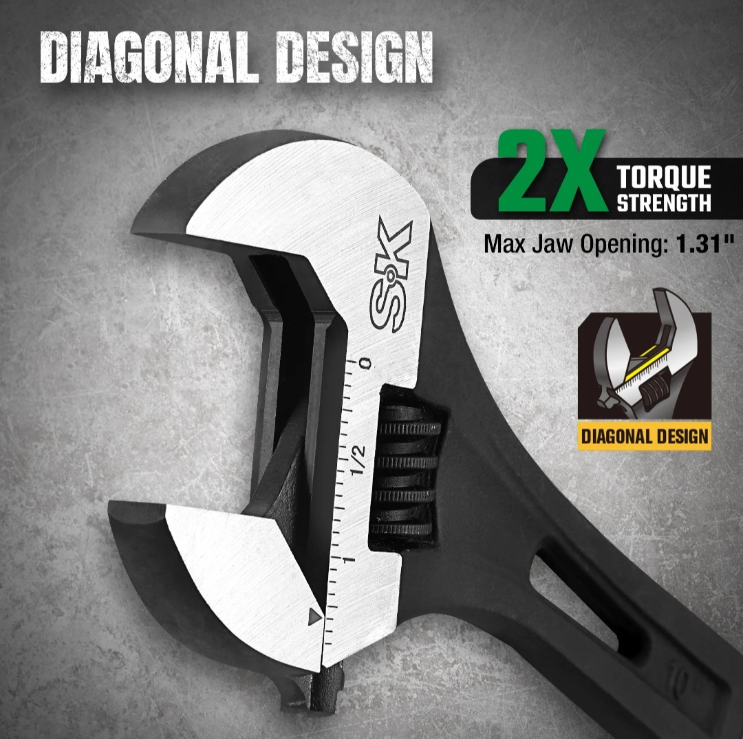 SK Professional Tools 10″ EFFICIENT Adjustable Wrench New LIFETIME WARRANTY