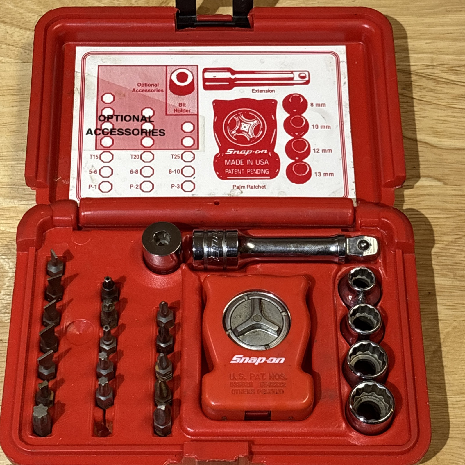 Snap On Palm Ratchet Kit Set 3/8″ Drive W/Sockets Extension Bits 117PALMSTR READ