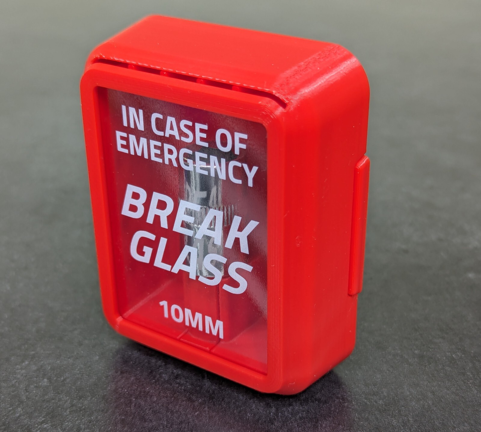 In Case of Emergency 10mm Socket – «Break Glass» Display Case – RED