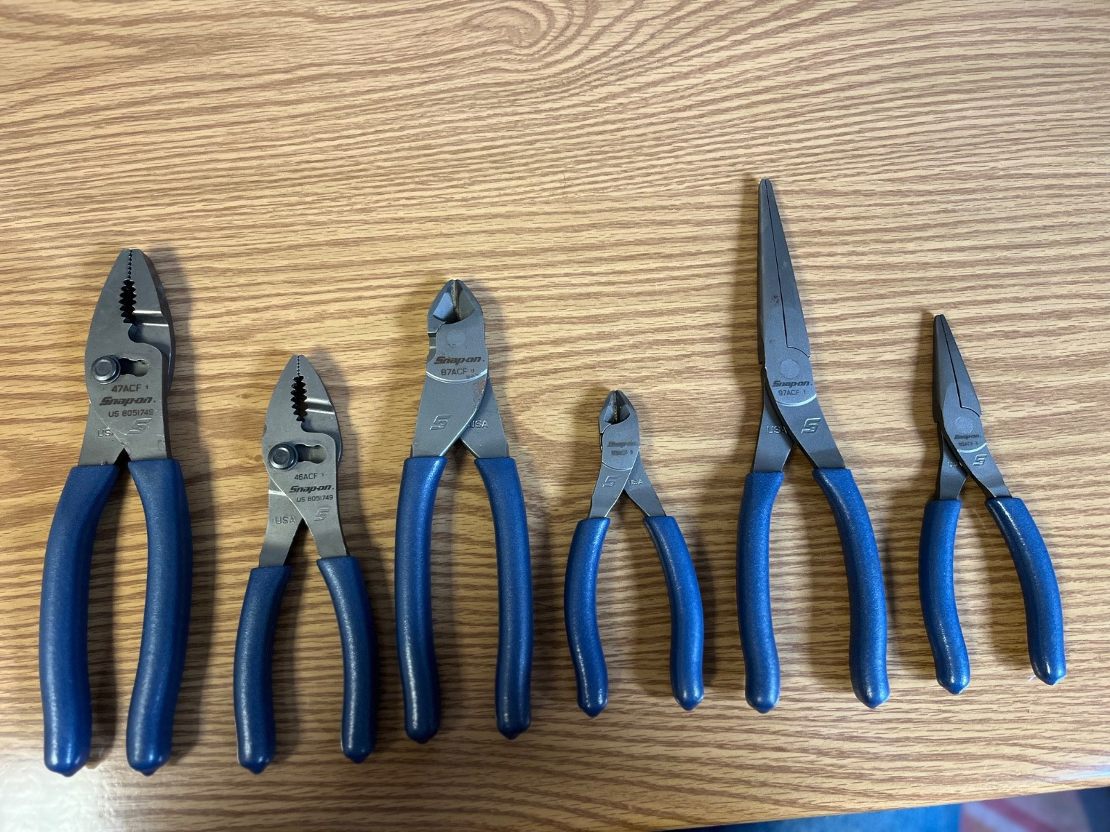 SNAP ON POWER BLUE SIX PIECE PLIER SET — LOC#115