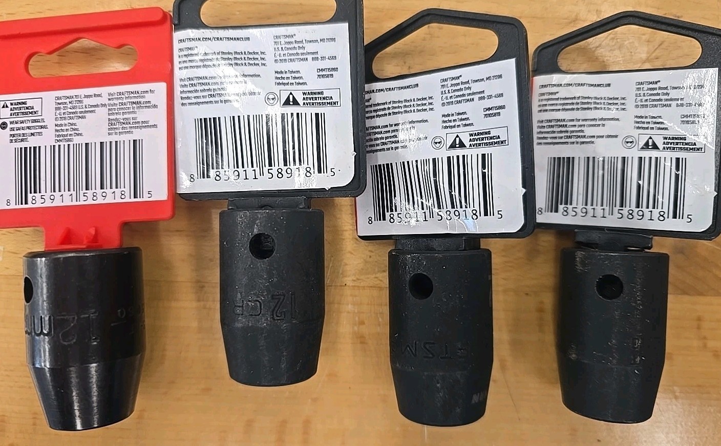 Lot Of 4 1/2 Drive Craftsman 12mm Impact Socket Cone Tip Lifetime Warranty New