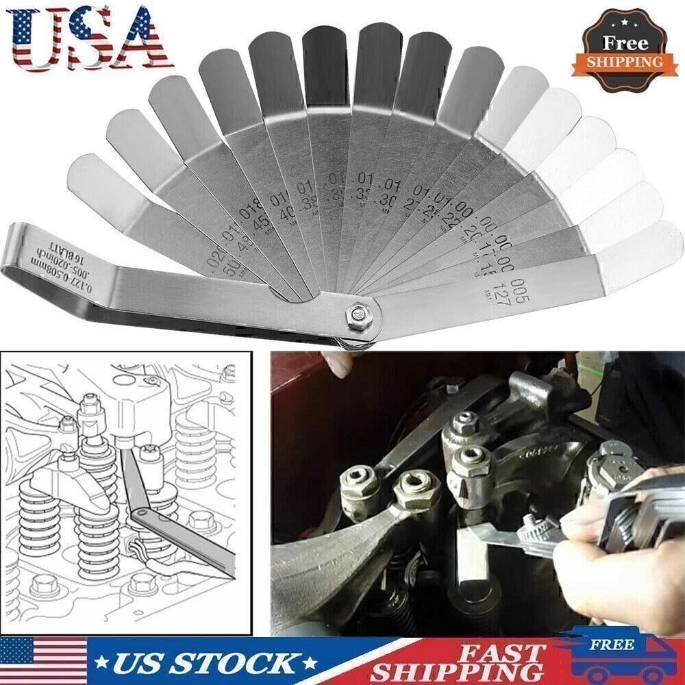 Universal Feeler Gauge 16 Blades Dual Marked Gap Measurement Stainless Steel Set