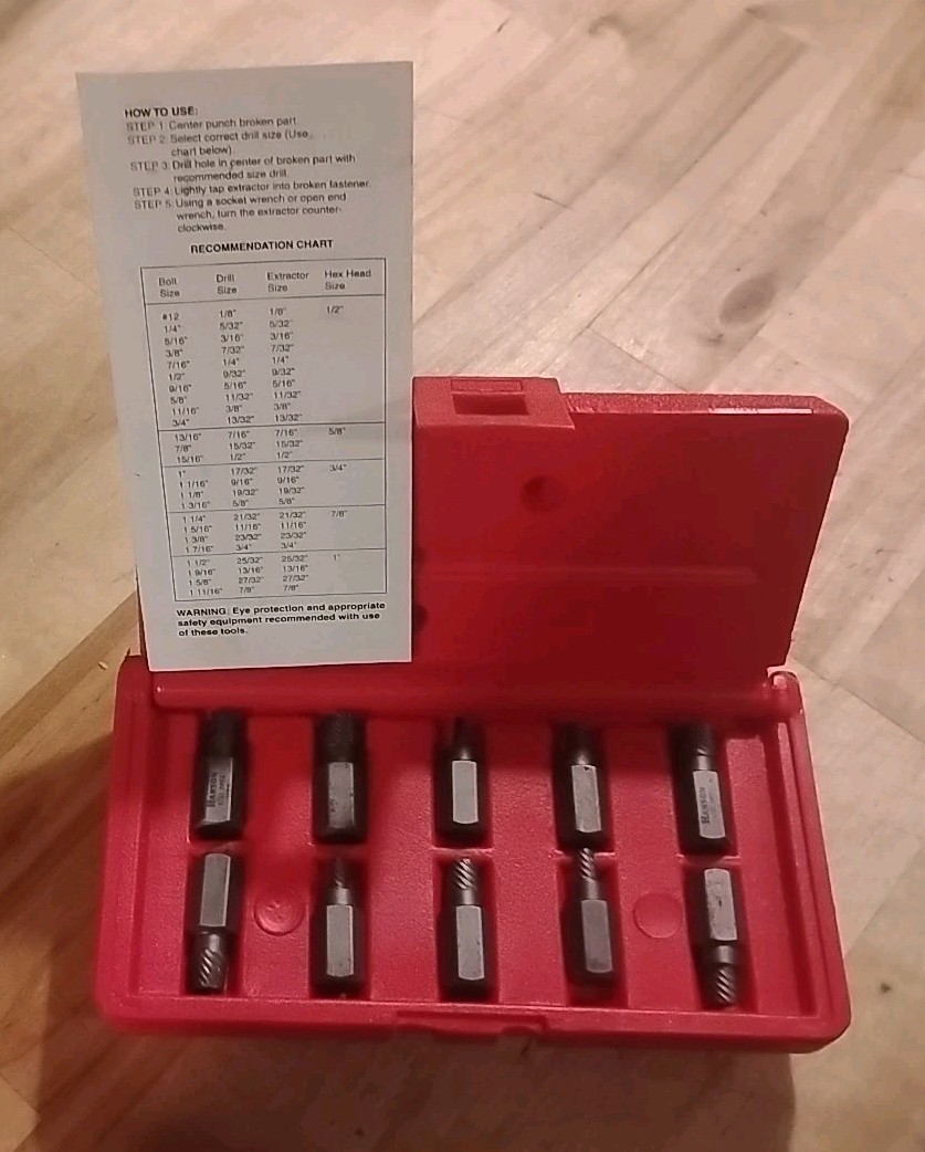 HANSON IRWIN 53226 10 Pc. Hex Head Multi-Spline Screw Extractor Set