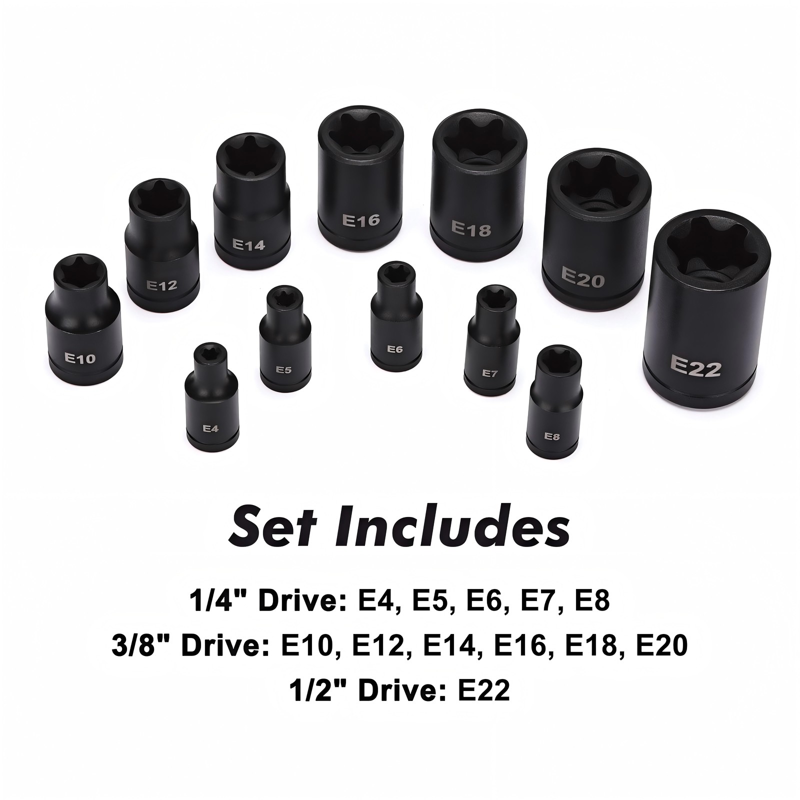 25PCS Torx Bit Socket and External Socket Set T8- T60 & 12 Female E-Torx Sockets