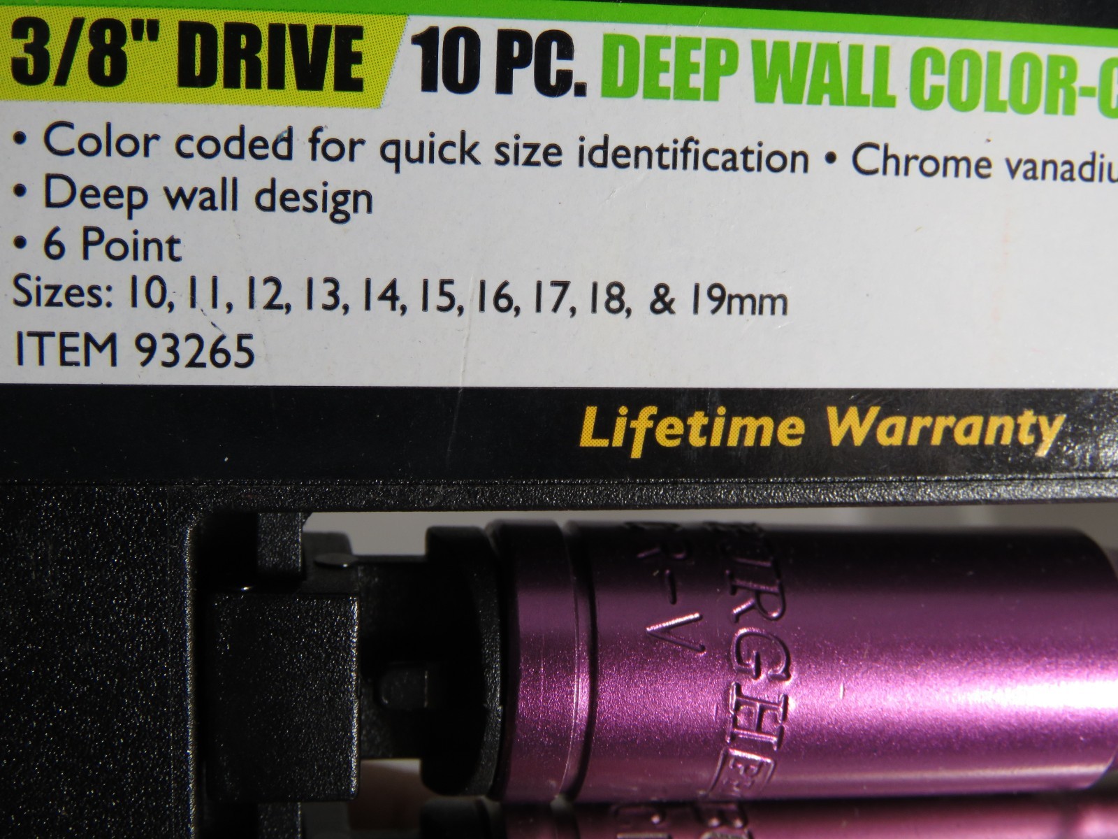 Pittsburg Pro 10 PC 3/8″ Drive Deep Wall Color Coded Metric Socket Set