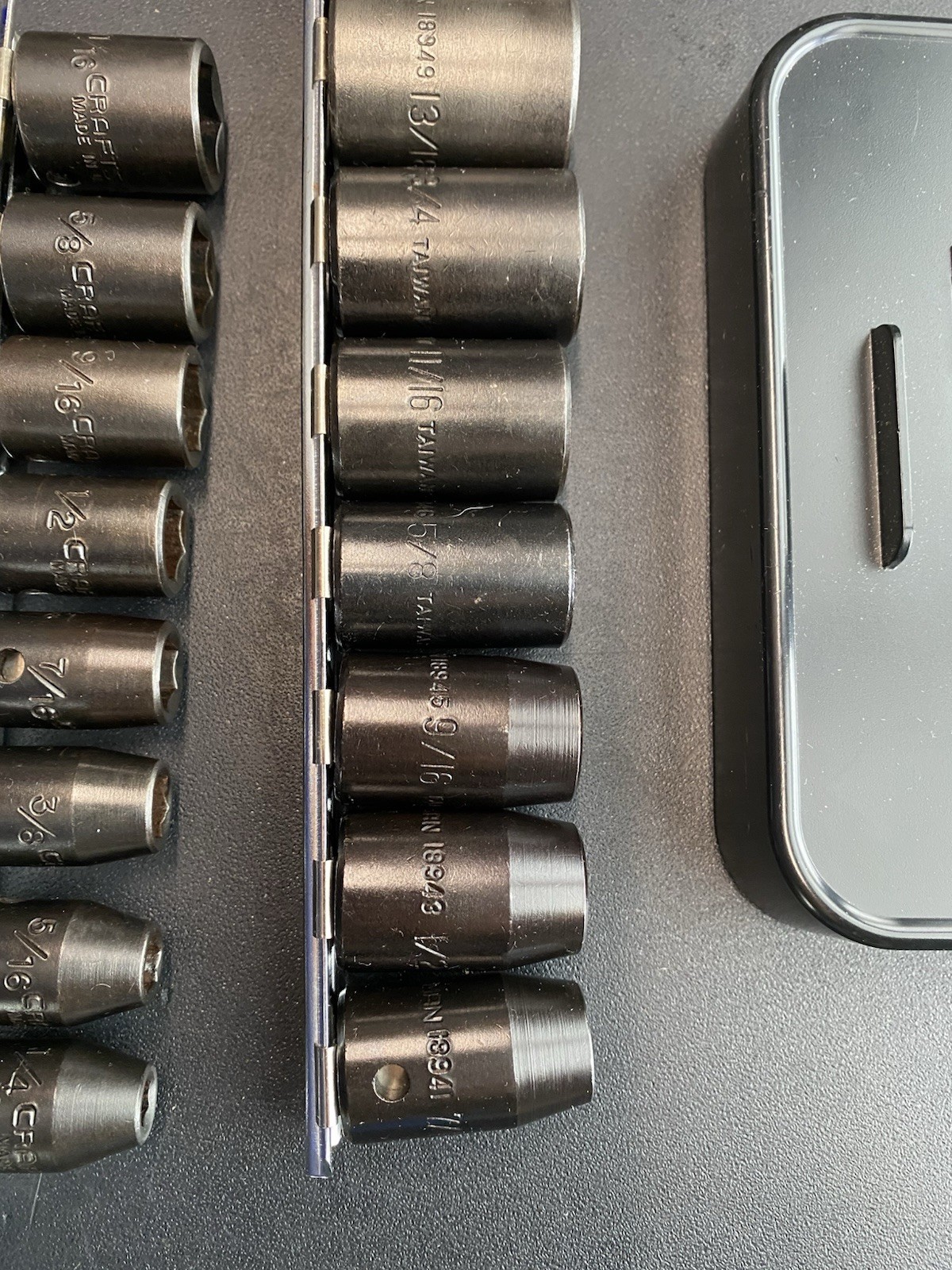 Craftsman Impact Socket Set Standard 1/4” Taiwan, 3/8” USA, 1/2 Taiwan 30 Pc