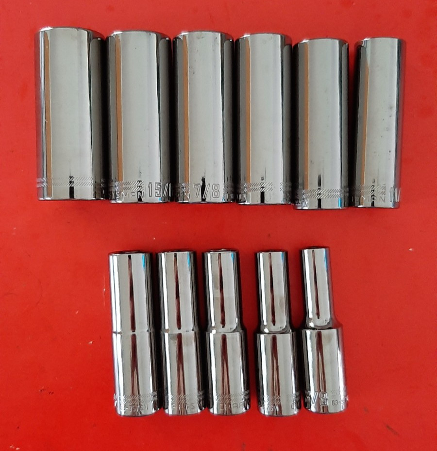 New Craftsman OVERDRIVE 1/2″ Drive SAE 11pc Deep Socket Set 3/8″ to 1″ 6pt Point