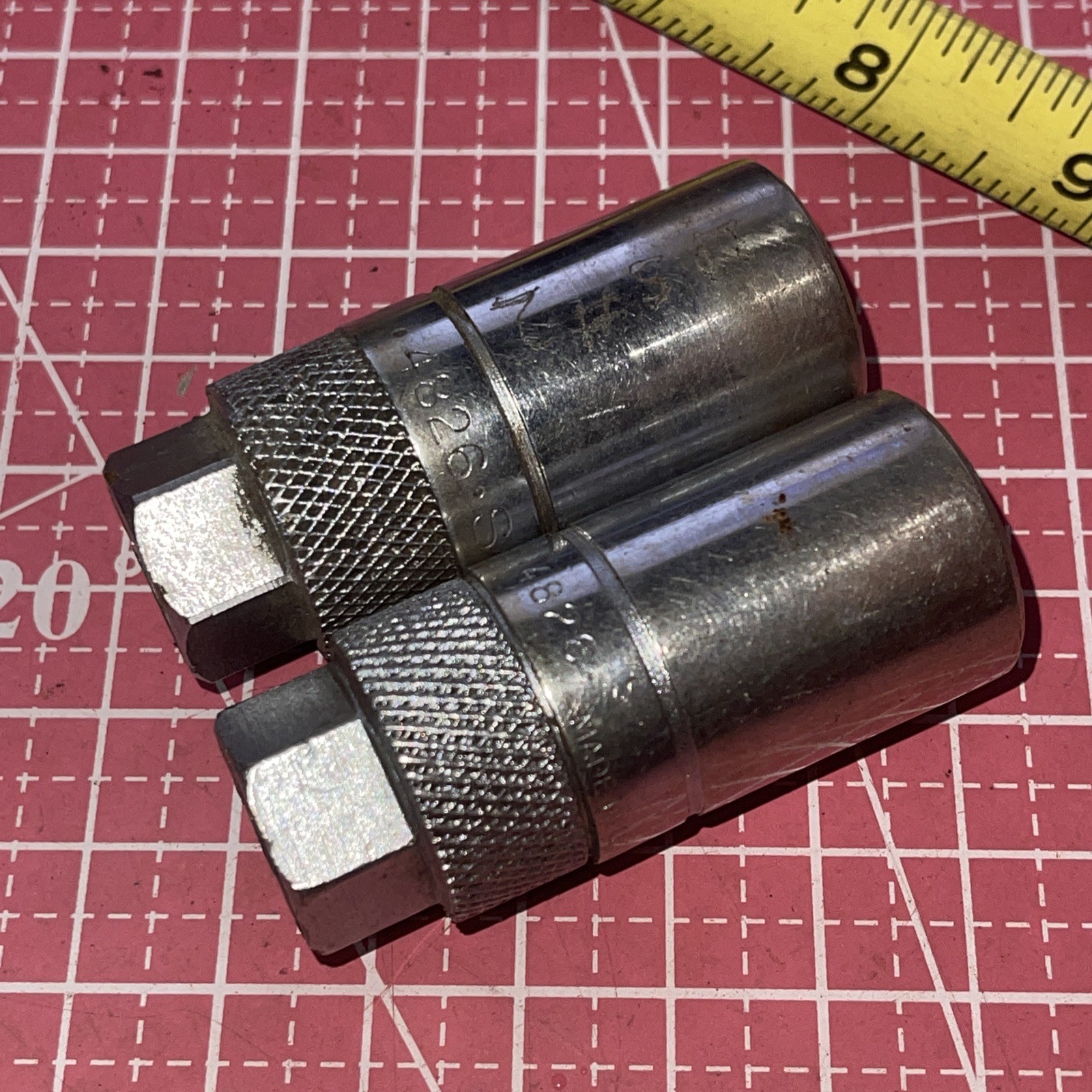 2 Pc S-K Wayne USA 4826 13/16 In SAE 1/2 Drive Spark Plug Socket Set Vintage SK