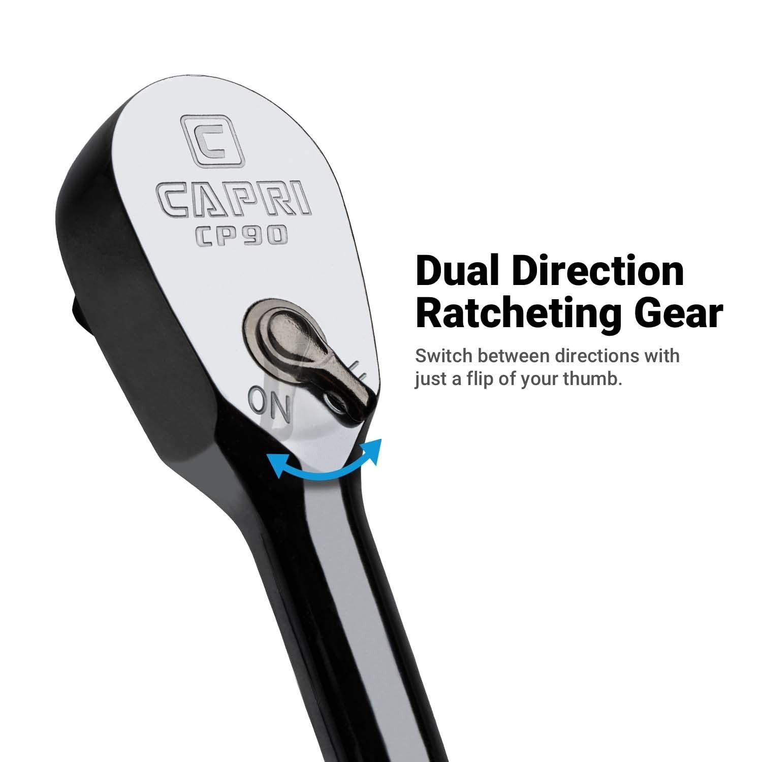 Extra Long 1/4″ Drive 90-Tooth Ratchet Wrench, Ergonomic Soft Grip, 12″ Length