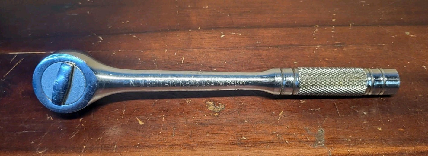 New Britain 3/8″ Drive Ratchet NB-45 Knurled Handle USA NICE