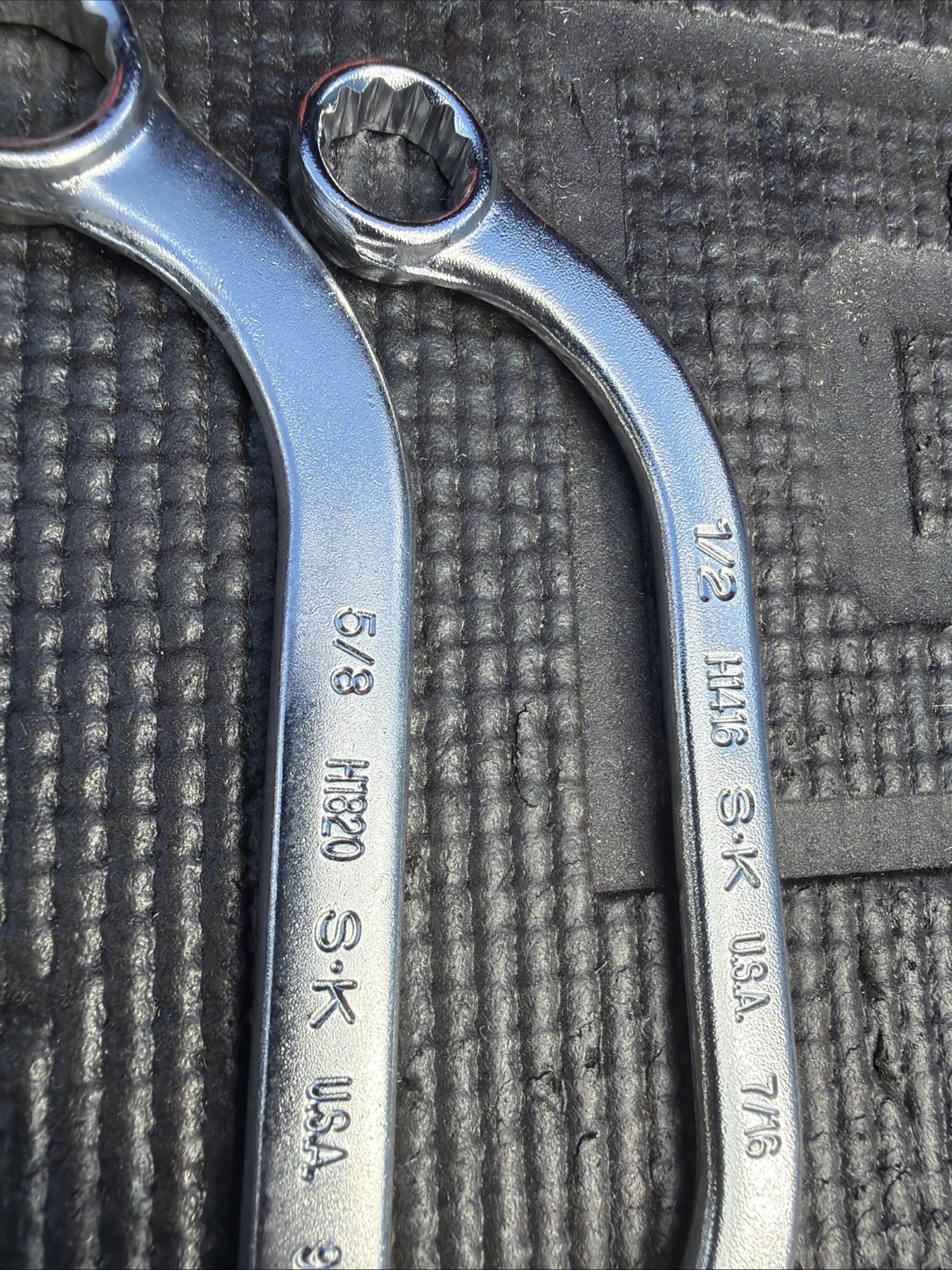 Rare SK Tools USA 2pc Obstruction Distributor Crescent Moon Wrenches H1600 H1820