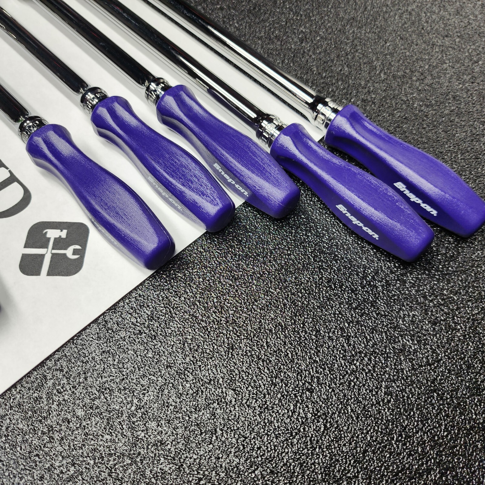 Snap-on Tools NEW 7pc DARK PURPLE Hard Handle 3/8″ Drive Fixed Flex Ratchet Set