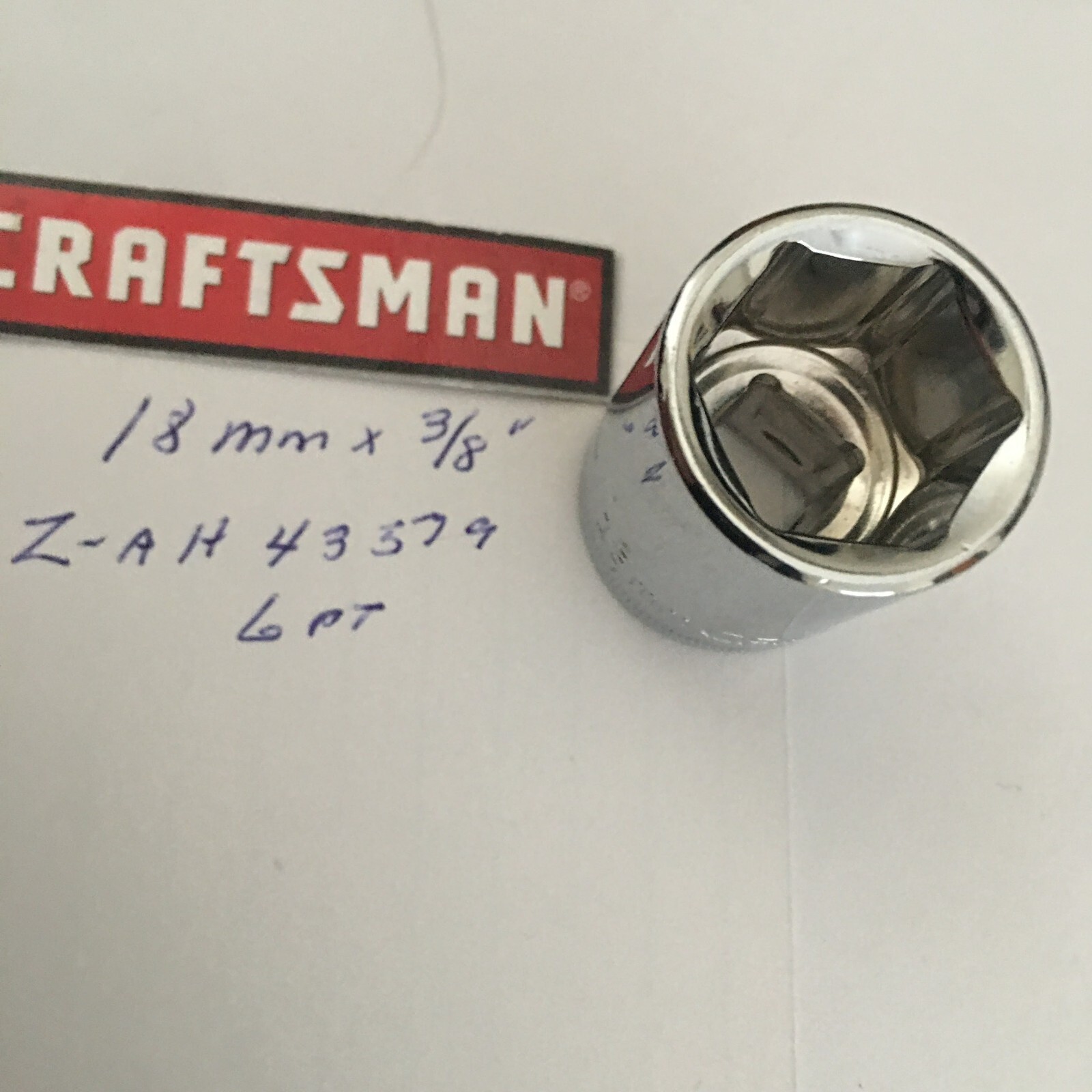 Craftsman 18 mm x 3/8″ Dr Socket 6 Pt Z-AH 43579 Chrome Finish Free Shipping