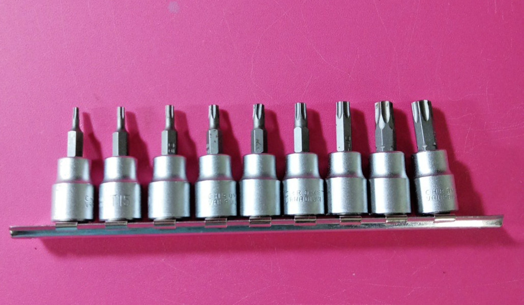 Chrome Vanadium 3/8 Drive Tamper Proof Torx Sockets 9 Pieces