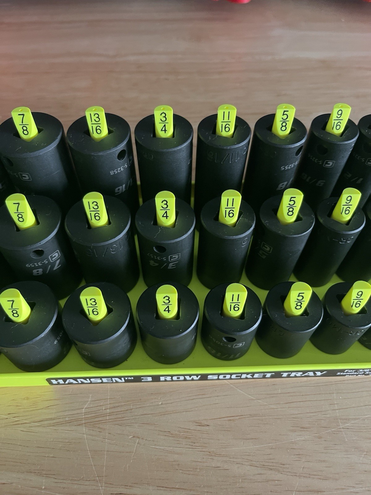 3/8” SAE Shallow Mid Deep 6pt Impact Sockets 1/4″-1″ Capri Snap-on Tekton w/Tray