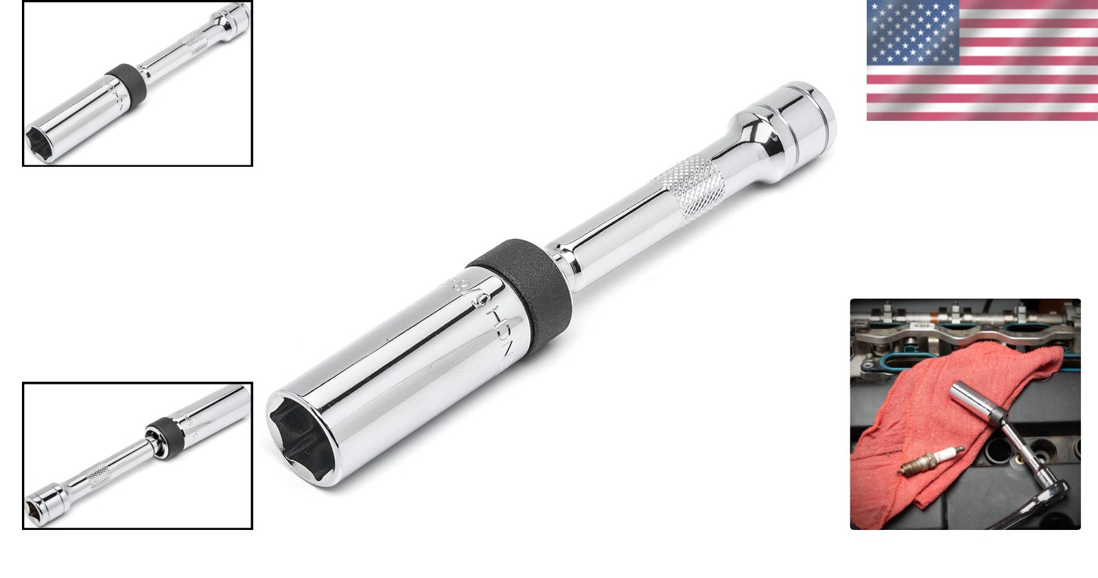 3/8″ Magnetic Swivel Spark Plug Socket – 6″ Length for Easy Installations