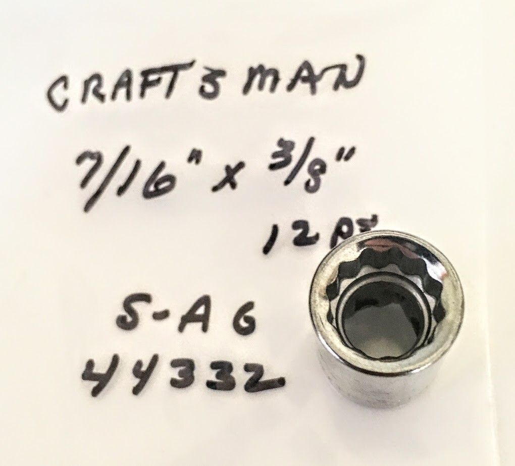 Craftsman 7/16″ x 3/8″ Dr Socket S-AG 44332 – 12 Pt – Free USA Shipping