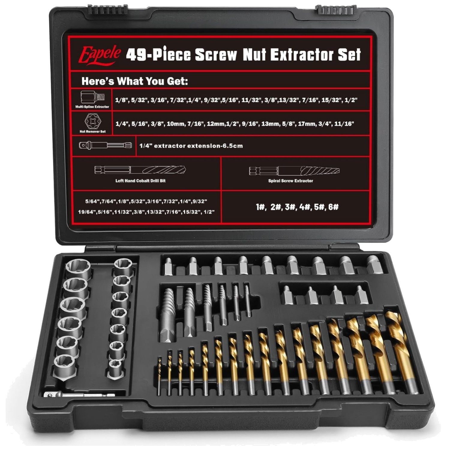 Precision 49pcs Golden Drill Bit Set – Bolt Extractor