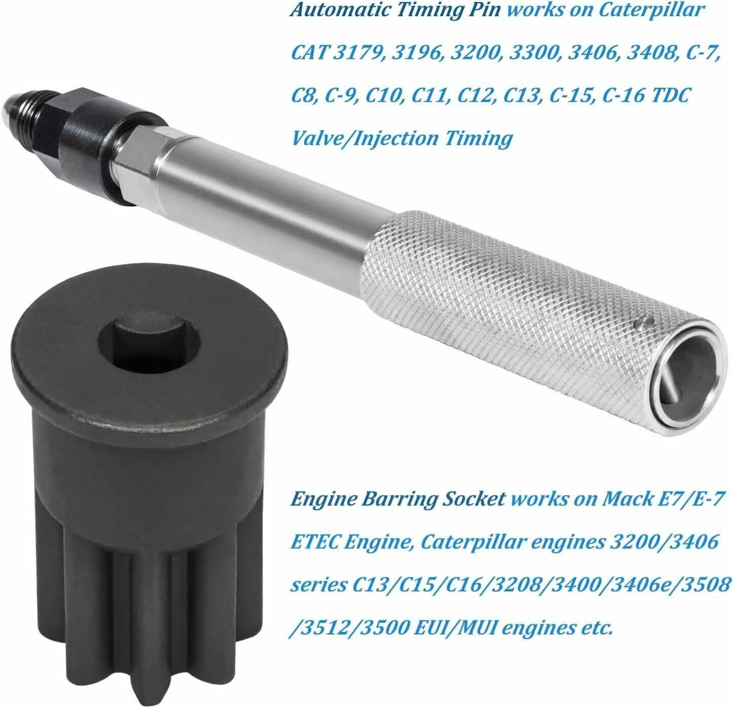 Timing Pin and Adapter & Engine Barring Socket Tool for Caterpillar CAT Engines