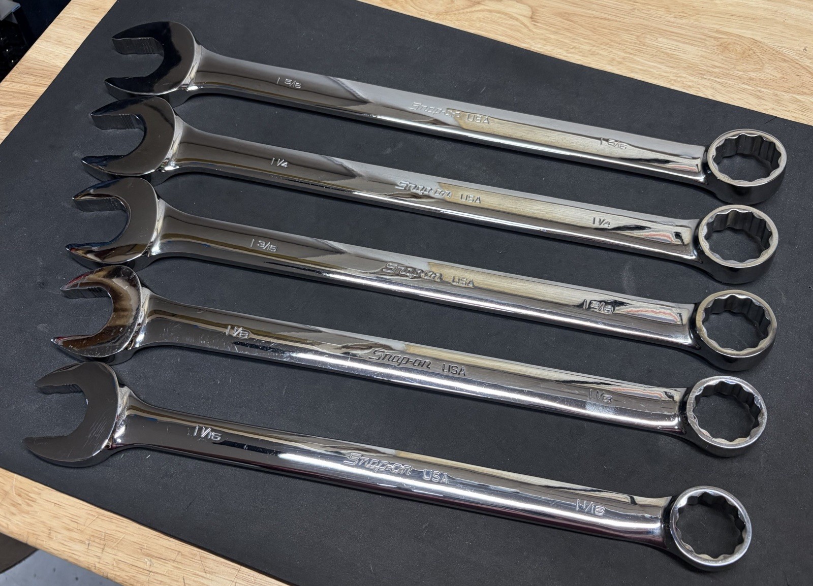 NICE! Snap-On Large 5pc Flank Drive Plus SAE Combination Wrenches Wrench Set